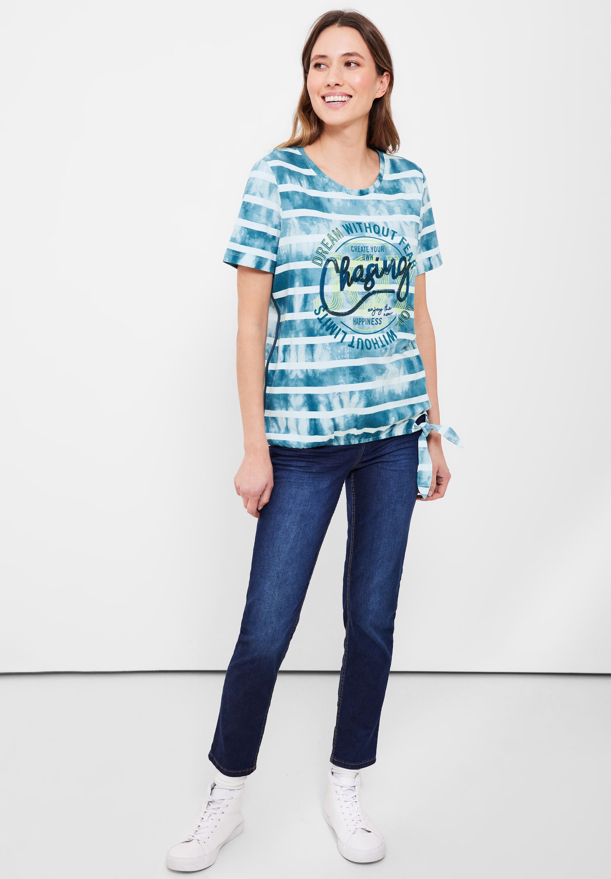 Streifenshirt mit Frontprint
