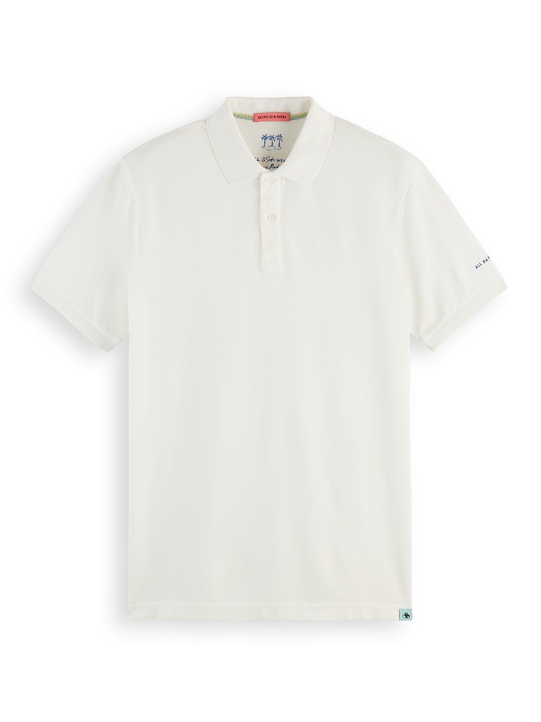 Garment-dyed washed pique polo in O