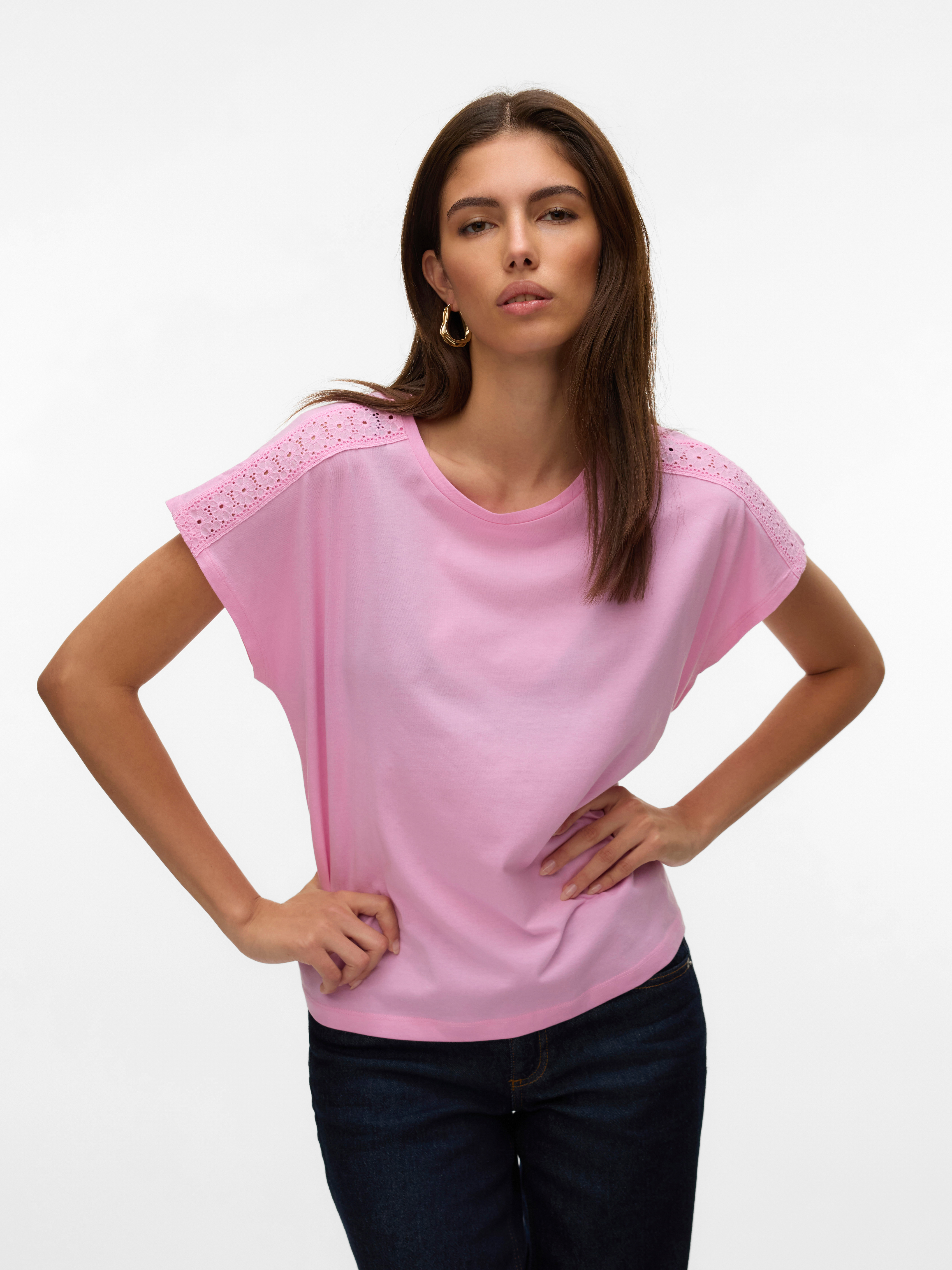 VMEMMY SS LACE TAPE TOP JRS NOOS