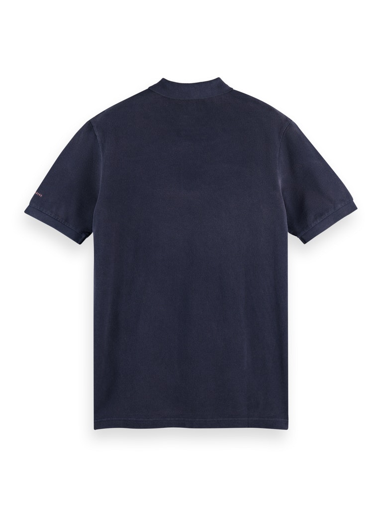 Garment-dyed washed pique polo in O