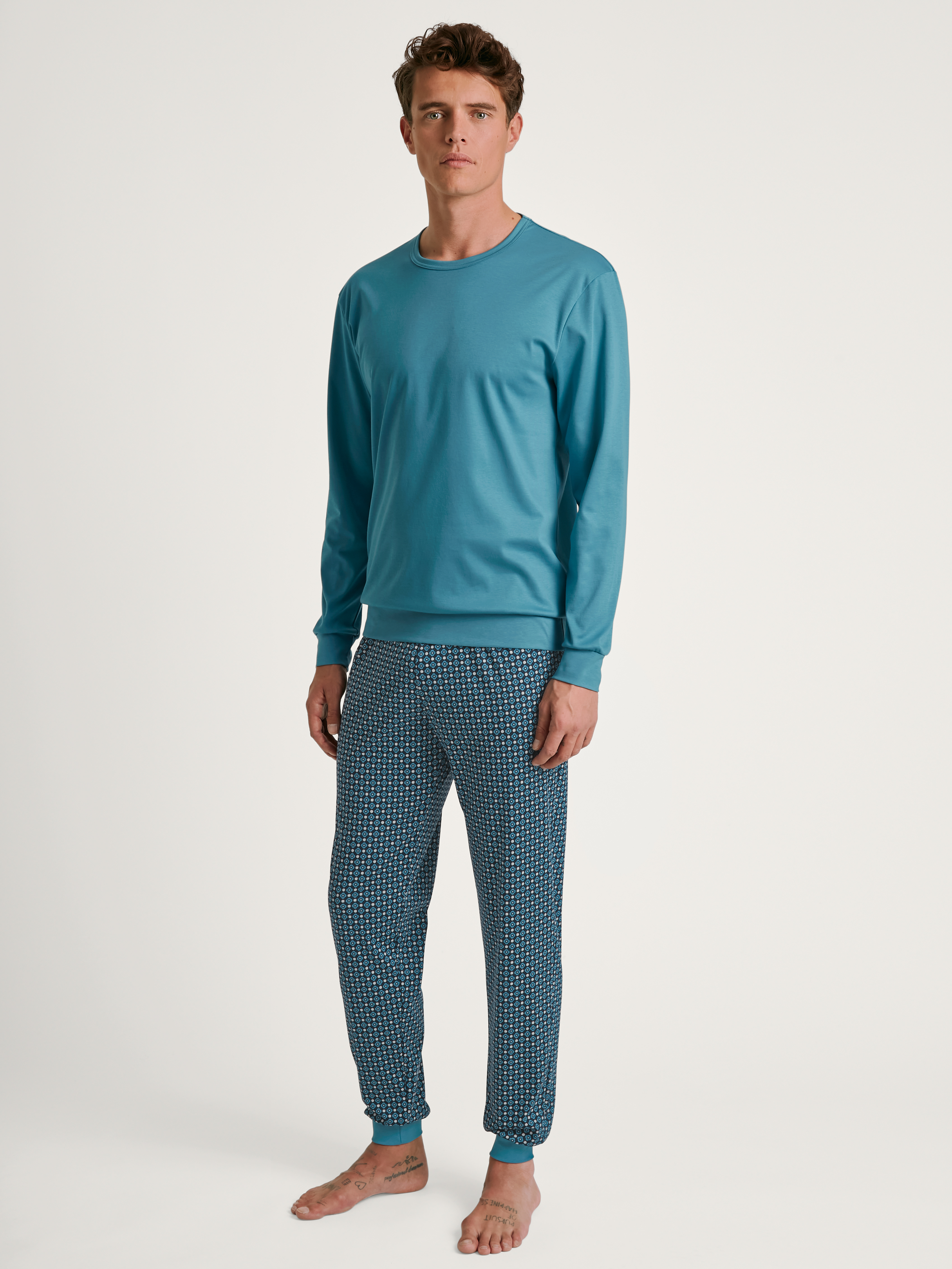 HERREN Pyjama mit Bündchen