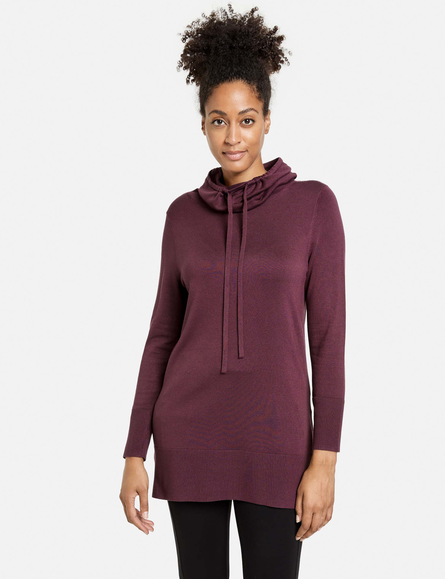 Longpullover mit halsfernem Kragen