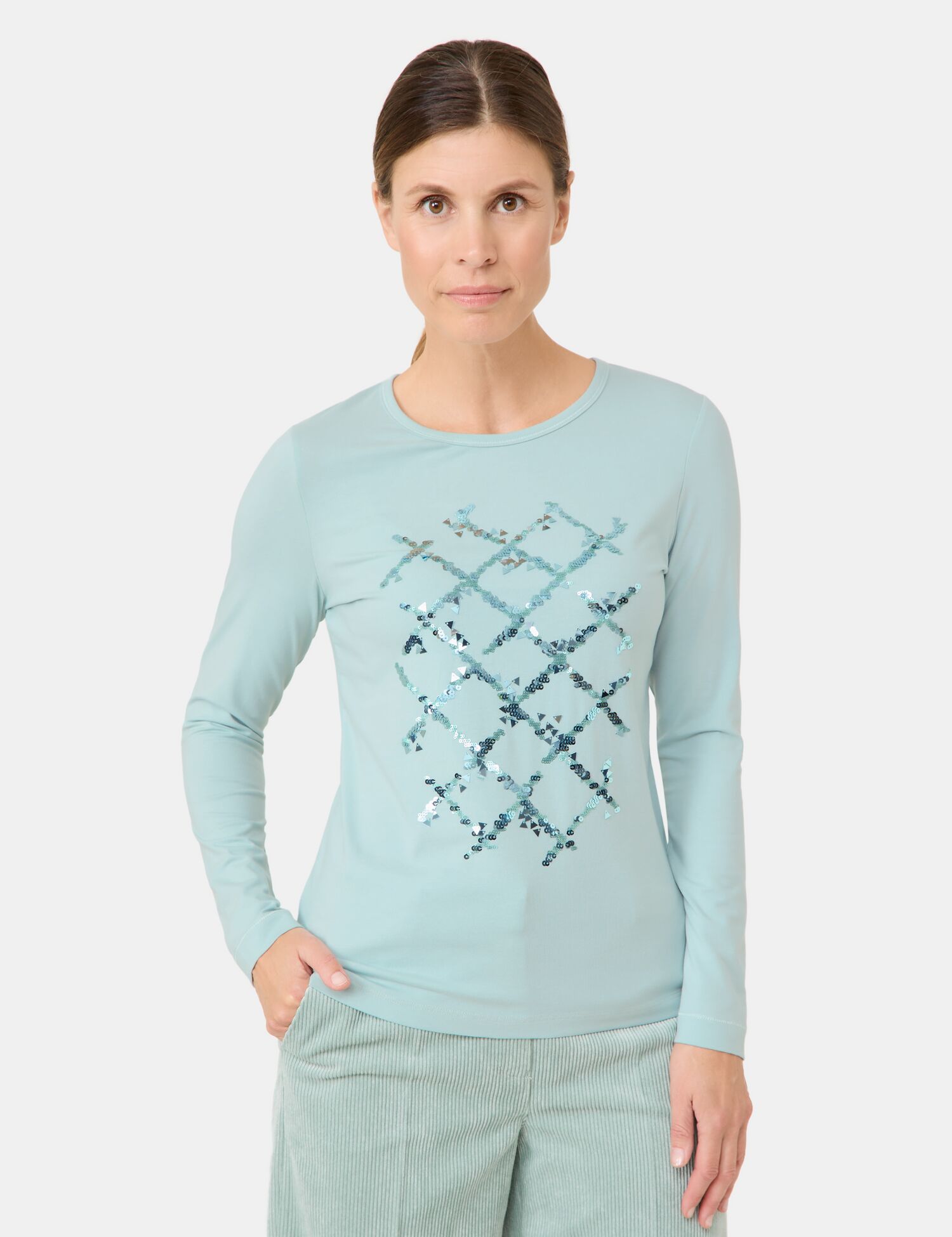 Langarmshirt mit Paillettenzier