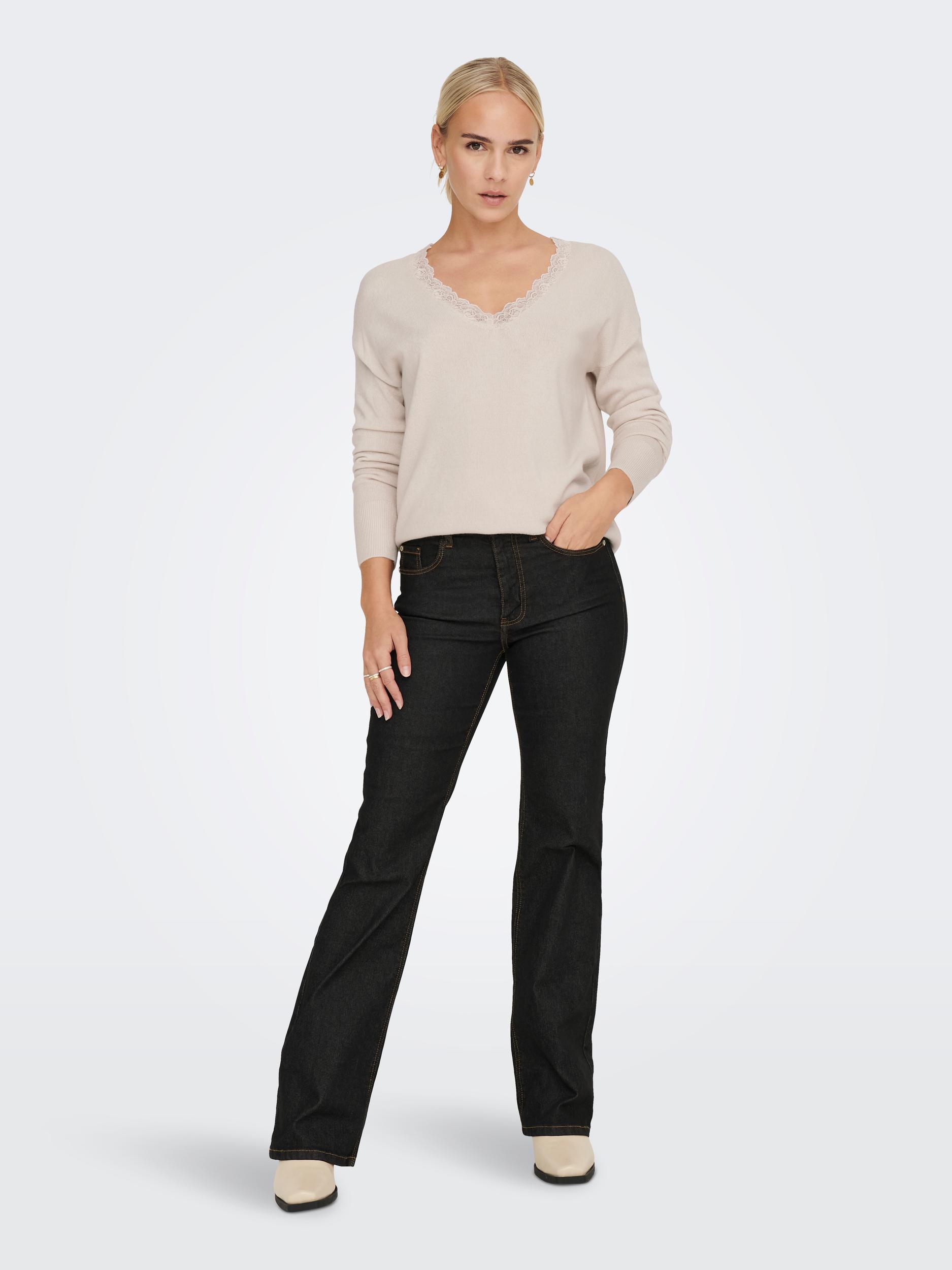 ONLSUNNY LS LACE V-NECK CC KNT
