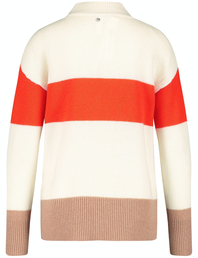 Pullover mit Blockstreifen Wolle-Kaschmir