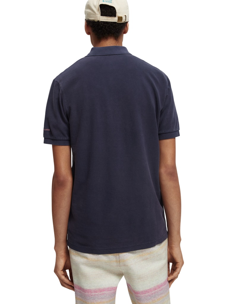 Garment-dyed washed pique polo in O