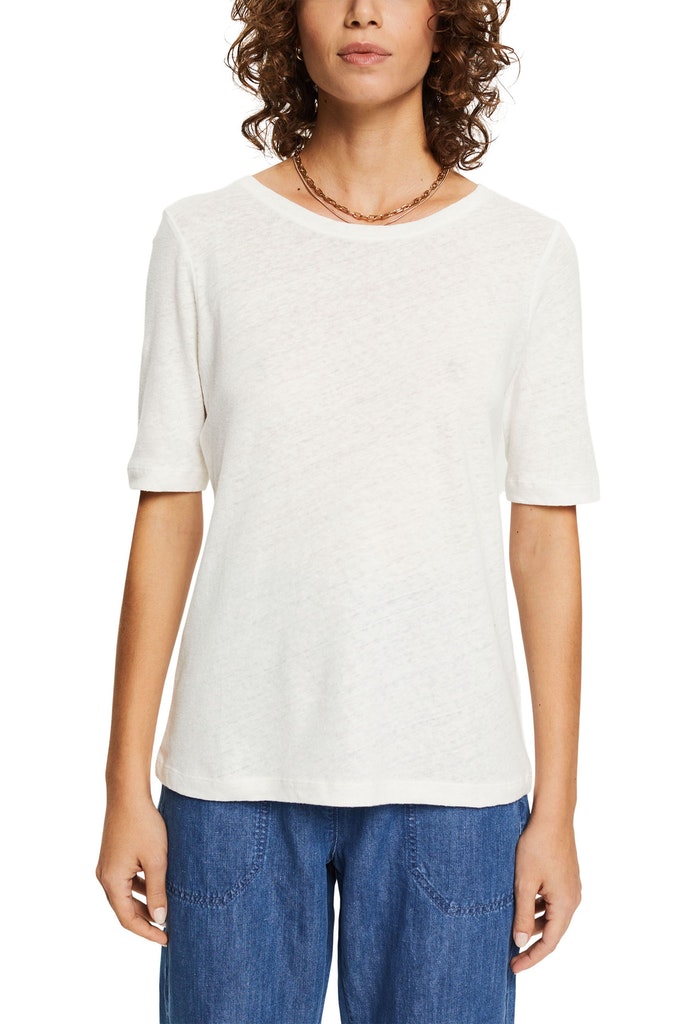 Mit Leinen: unifarbenes T-Shirt