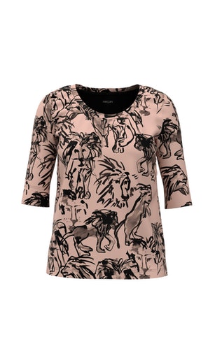 Halbarm-Shirt mit Lion Print