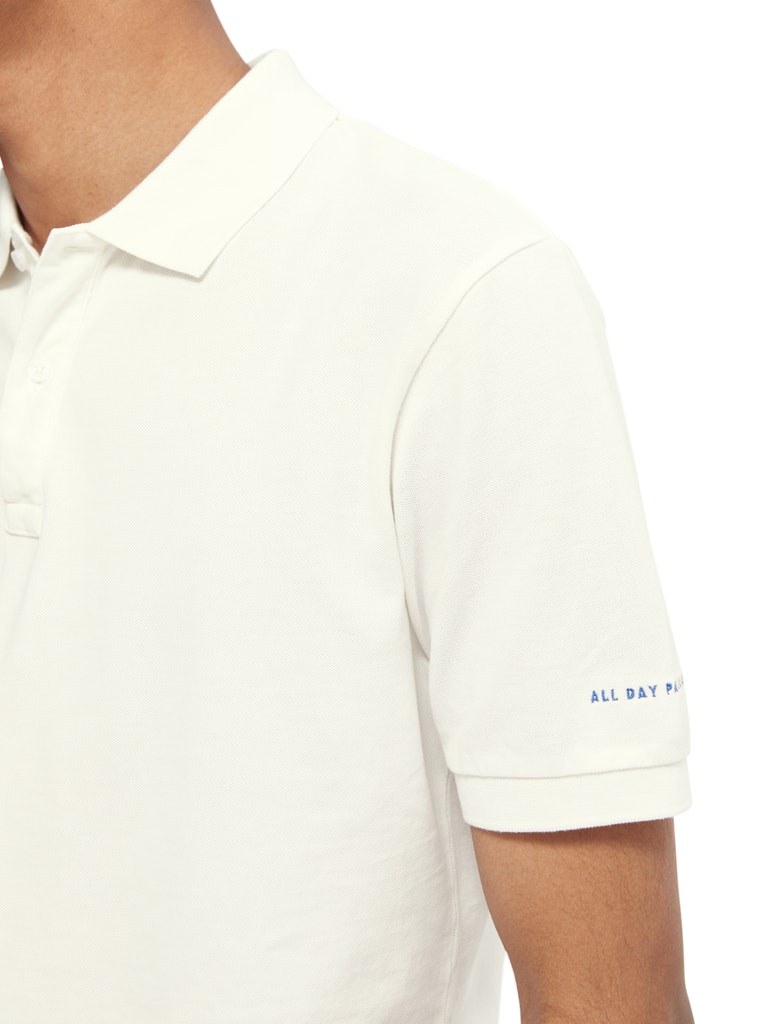 Garment-dyed washed pique polo in O