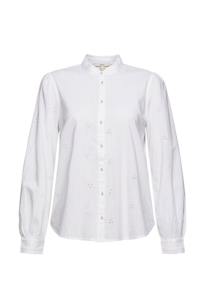 Bluse mit Lochstickmuster, LENZING™ ECOVERO™