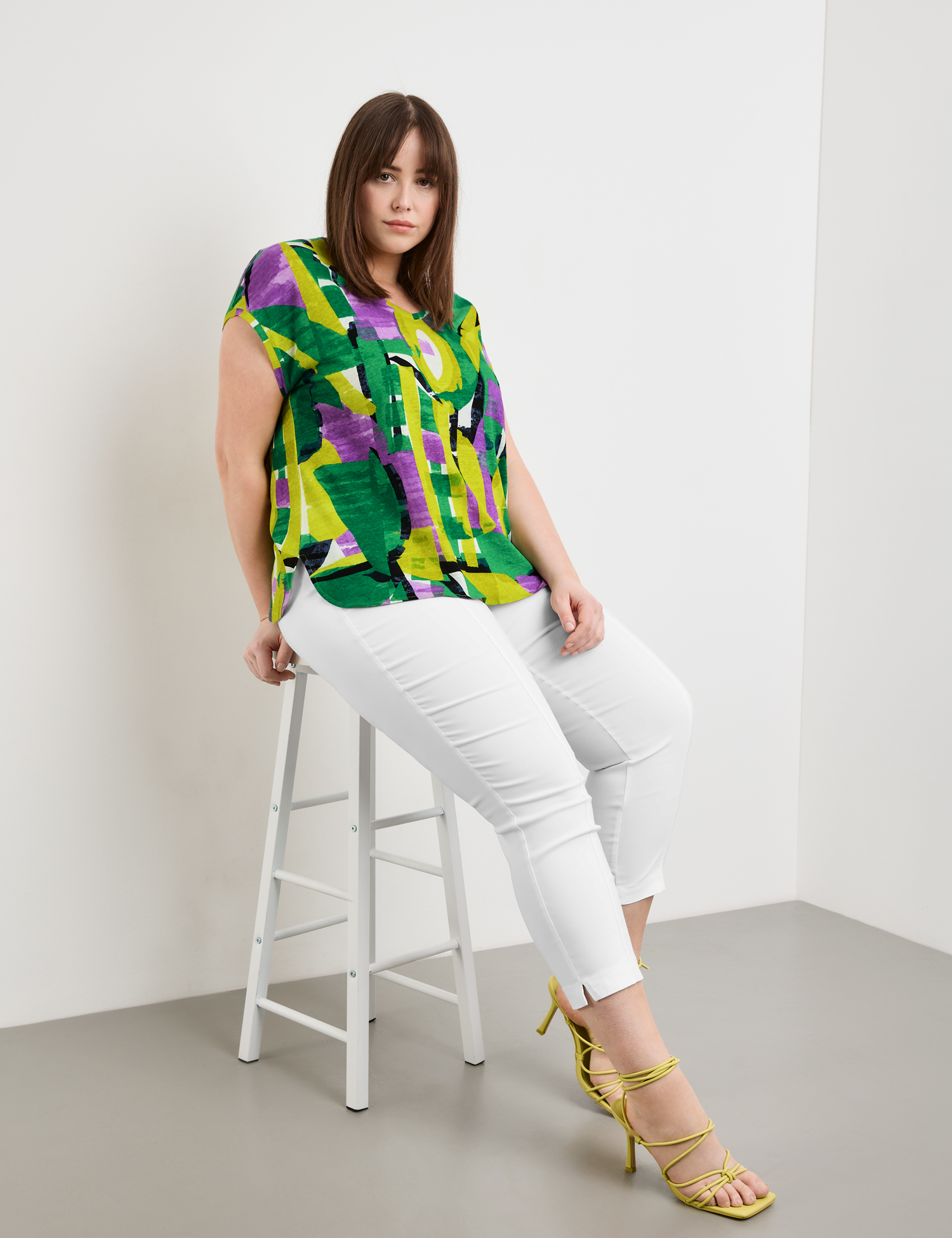 T-Shirt aus luftigem Leinen-Mix