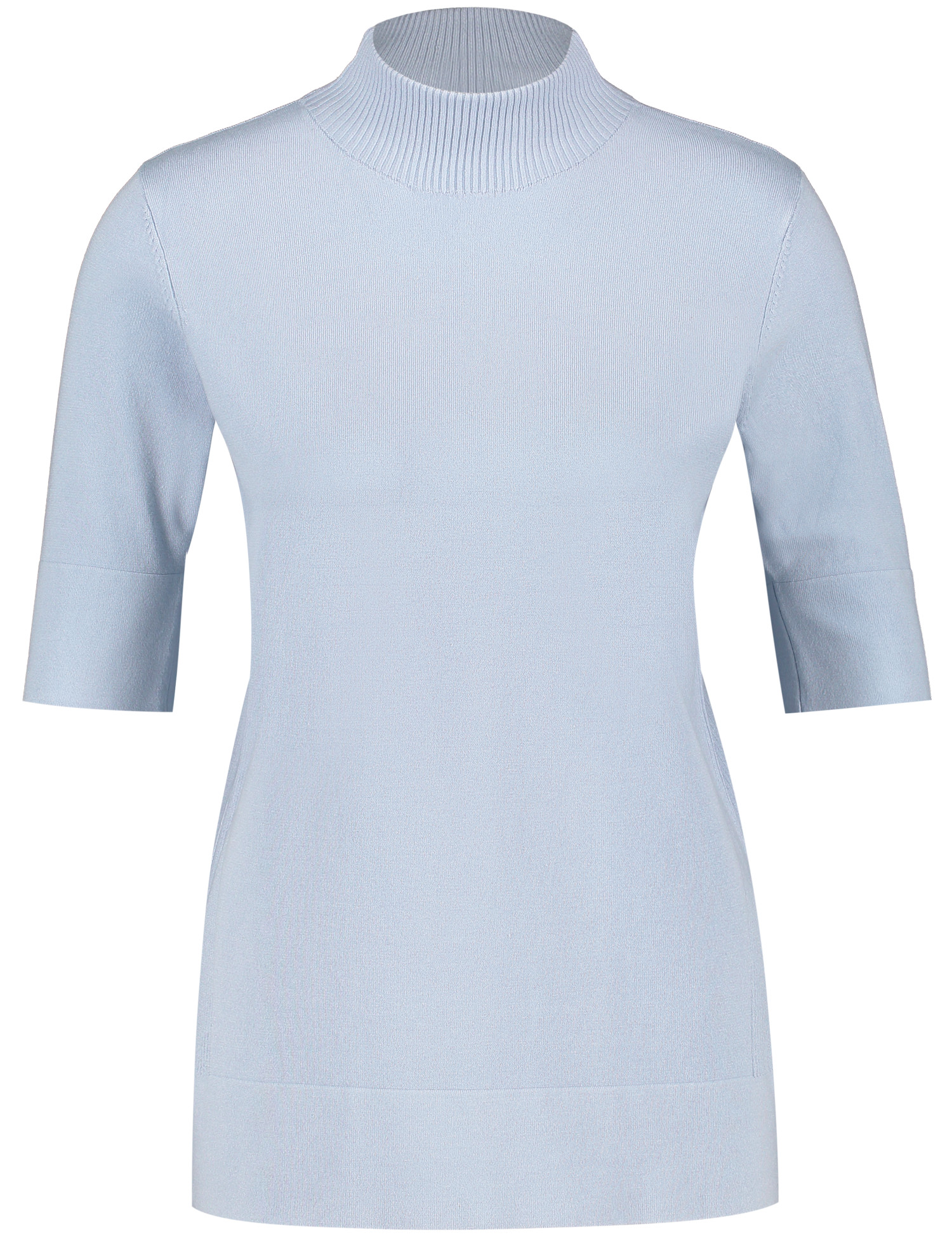 Kurzarmpullover aus Feinstrick mit Stehkragen