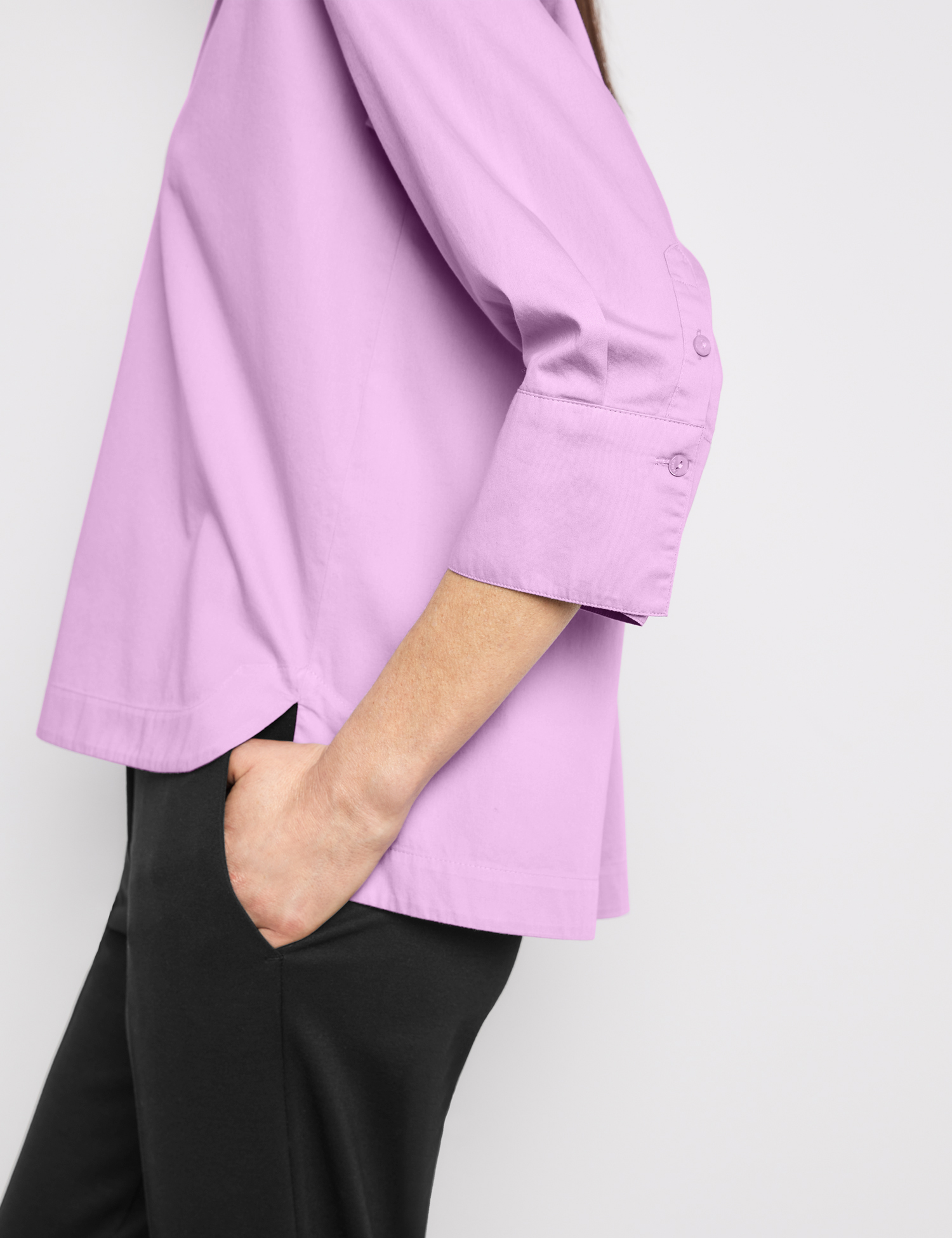 3/4 Arm Bluse mit Seitenschlitzen