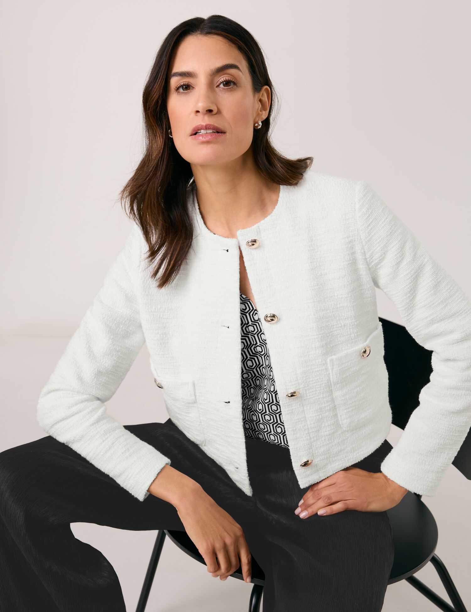 Elegante Blazerjacke mit Bouclé-Optik