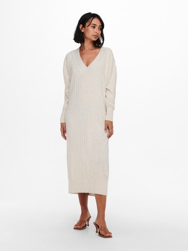 ONLNEW TESSA L/S MIDI V-NECK DRESS KNT