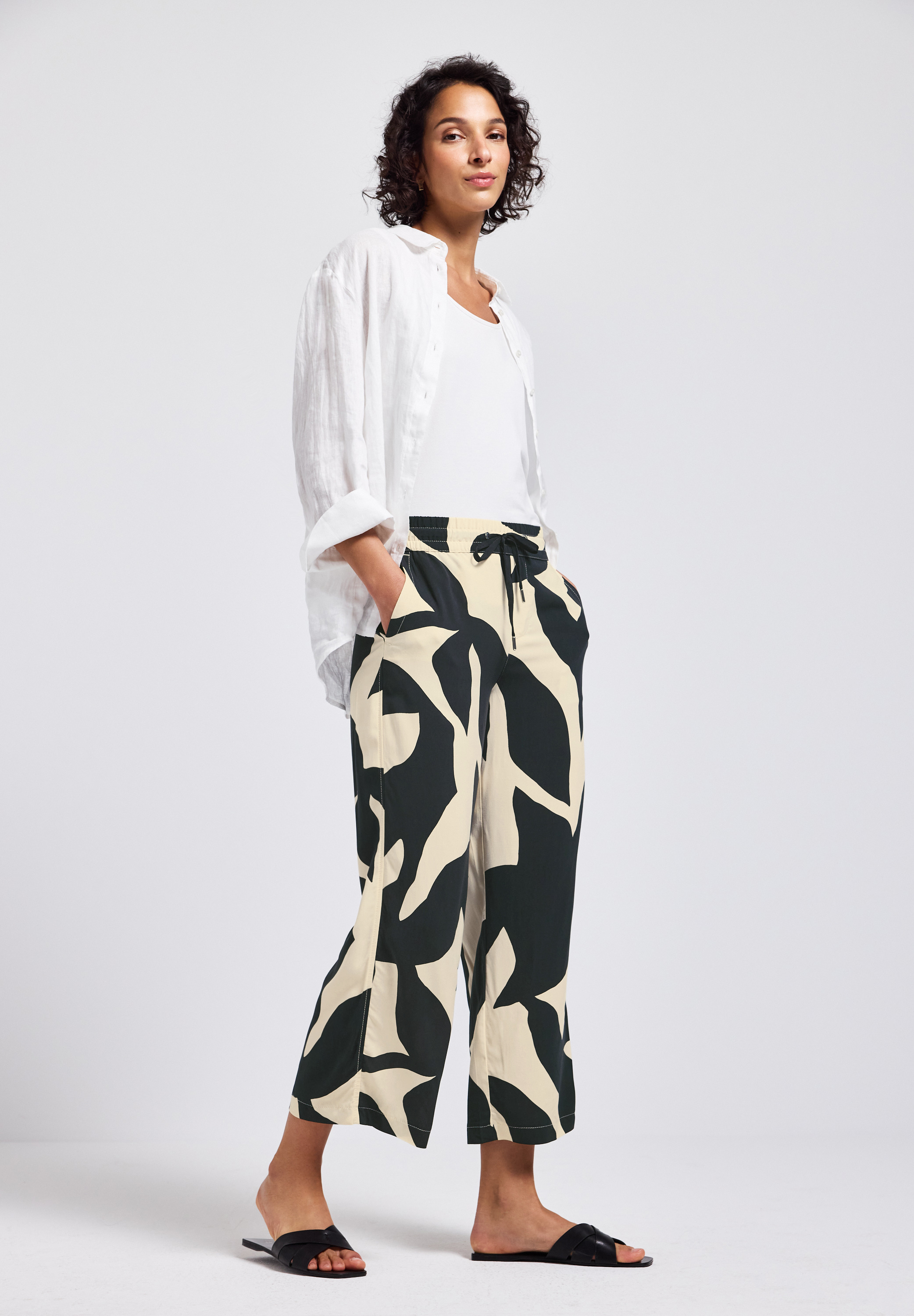 Gemusterte Wide Leg Hose