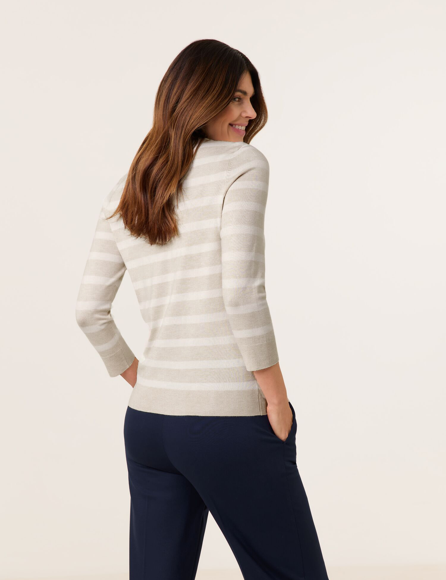 Geringelter 3/4 Arm Pullover