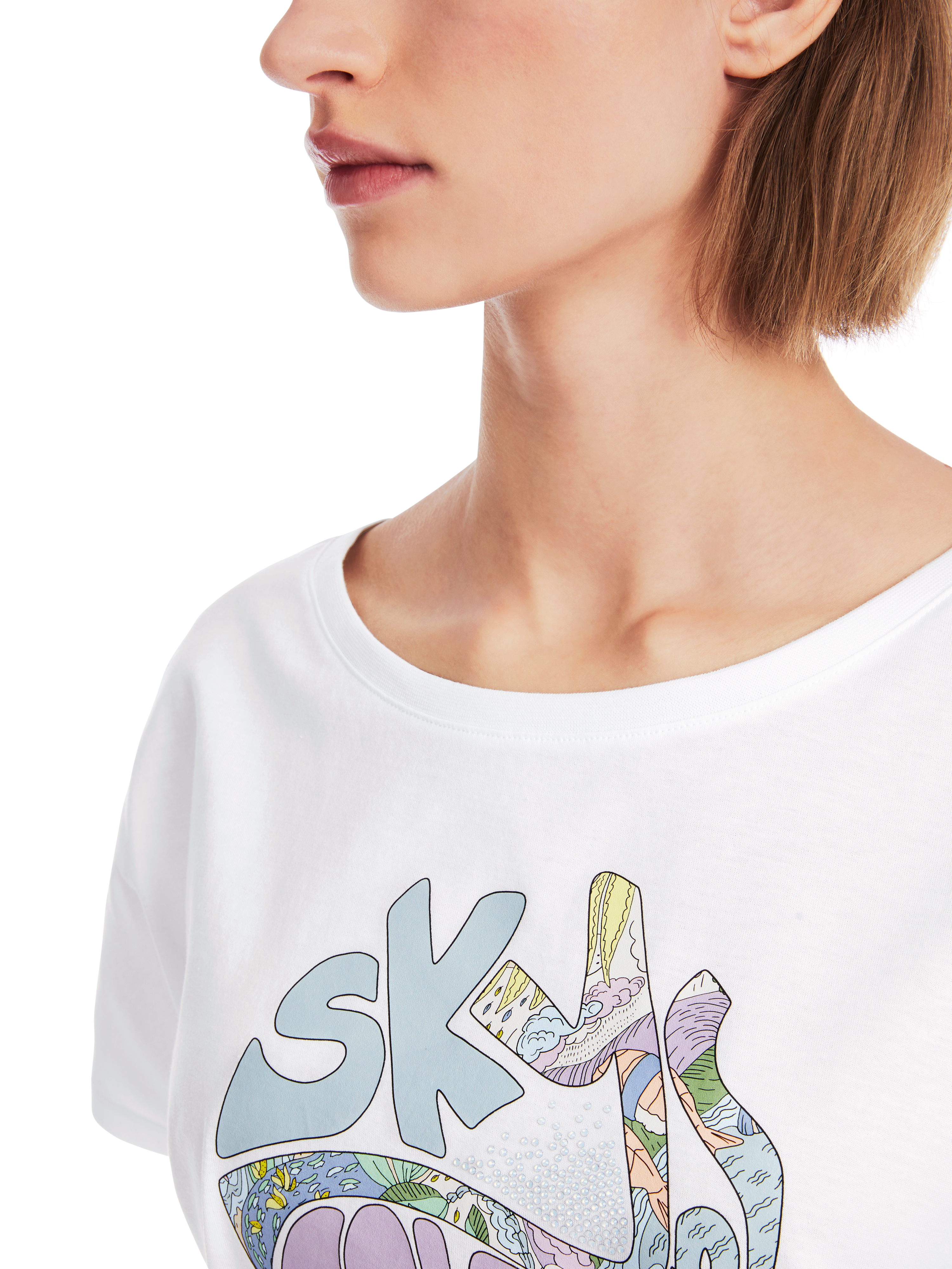 "Rethink Together" T-Shirt mit Strass