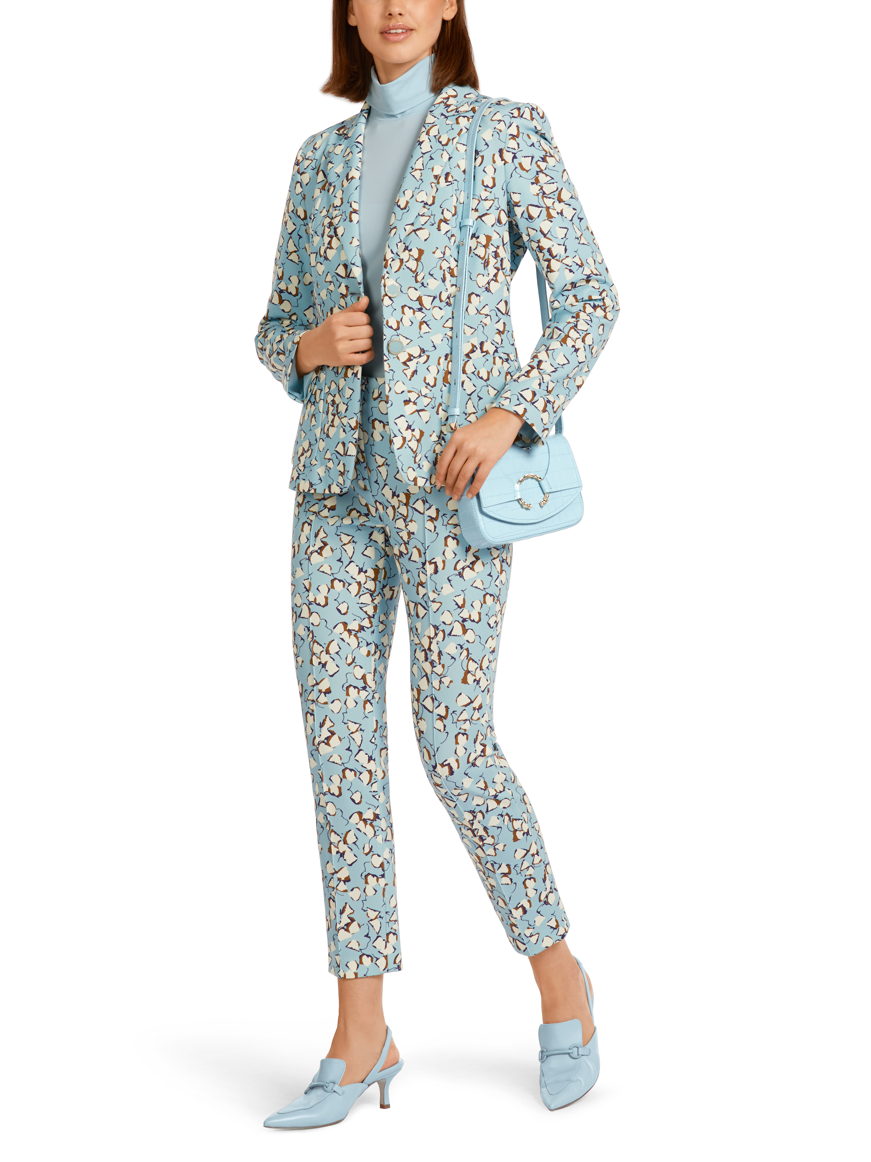 Figurnaher Blazer mit Allover-Print