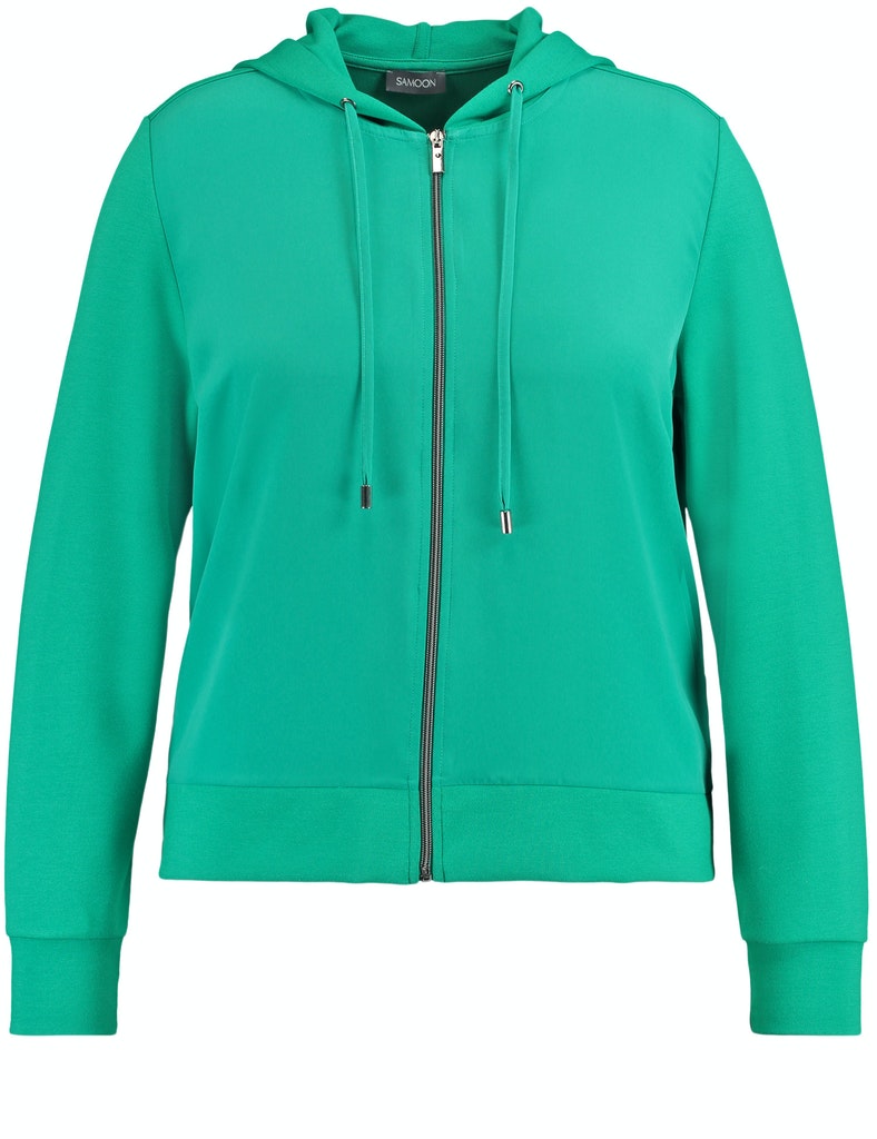 Hoodie Jacke mit Material-Mix