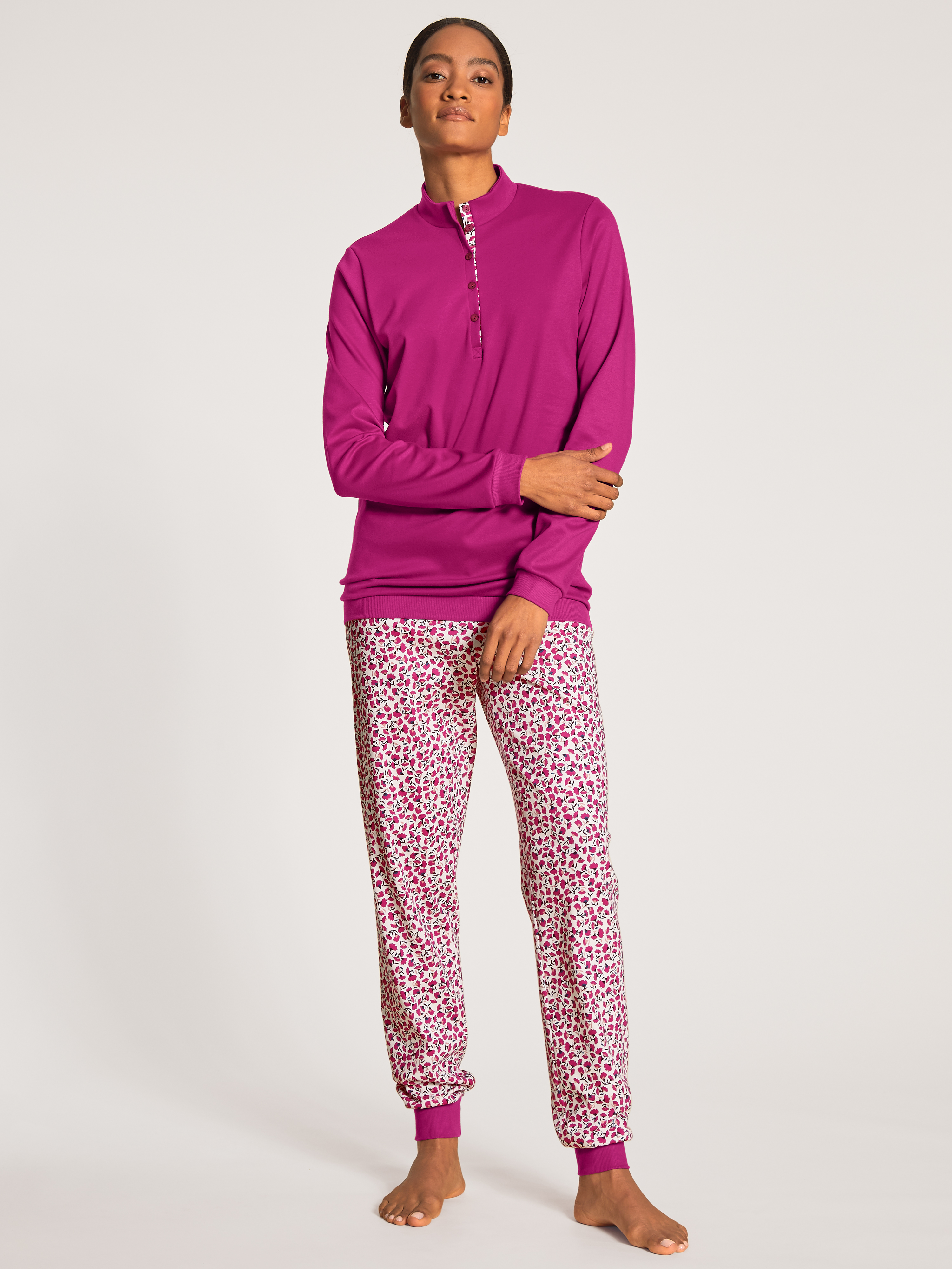 DAMEN Pyjama mit Bündchen