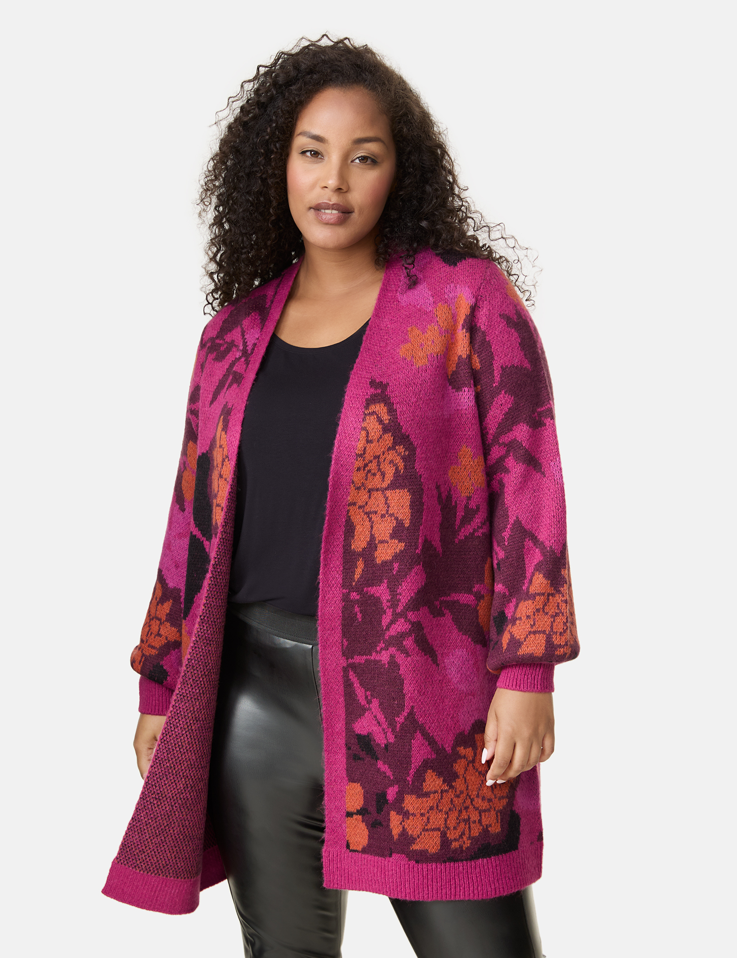 Lange Strickjacke mit Jacquardmuster