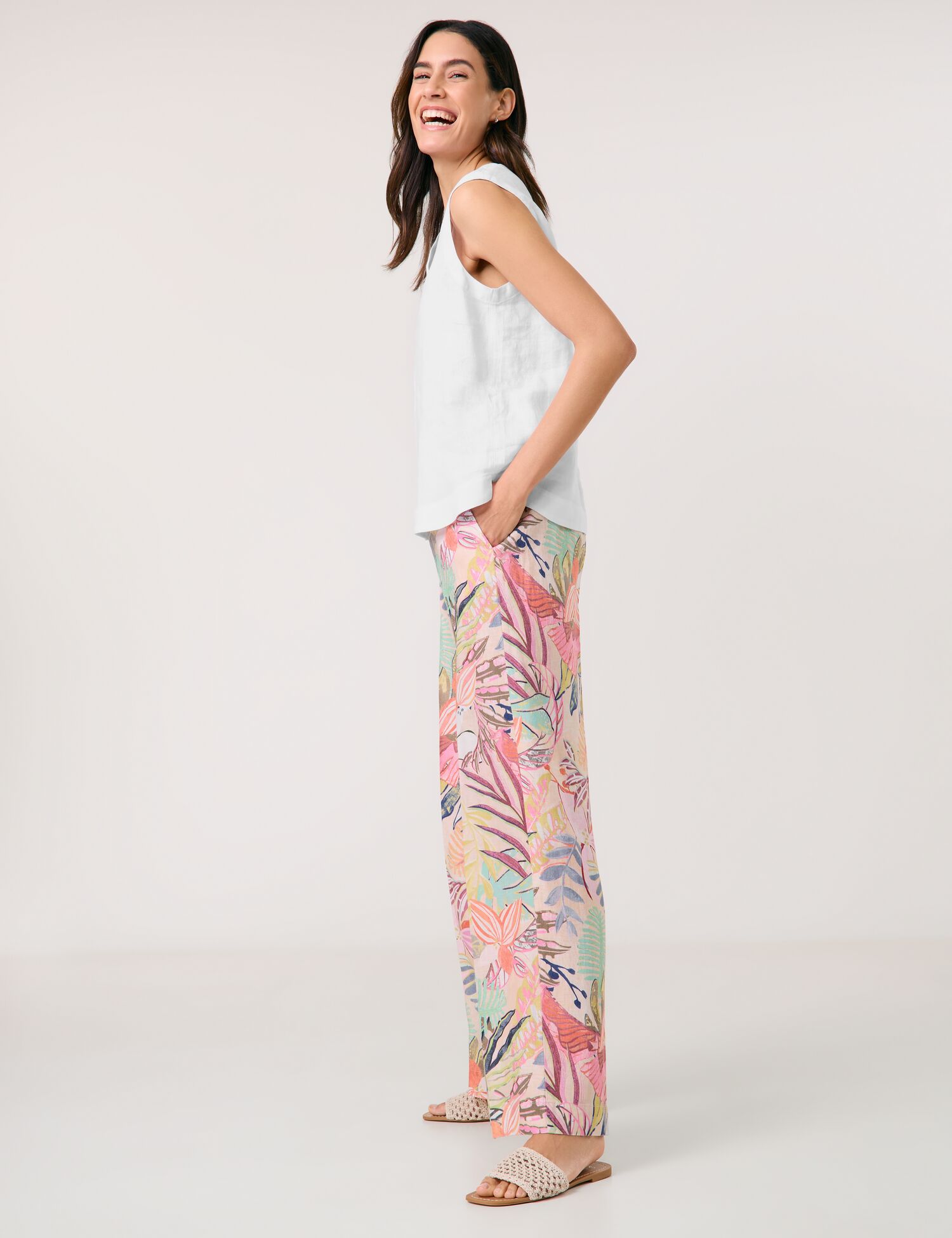 Ärmellose Leinenbluse