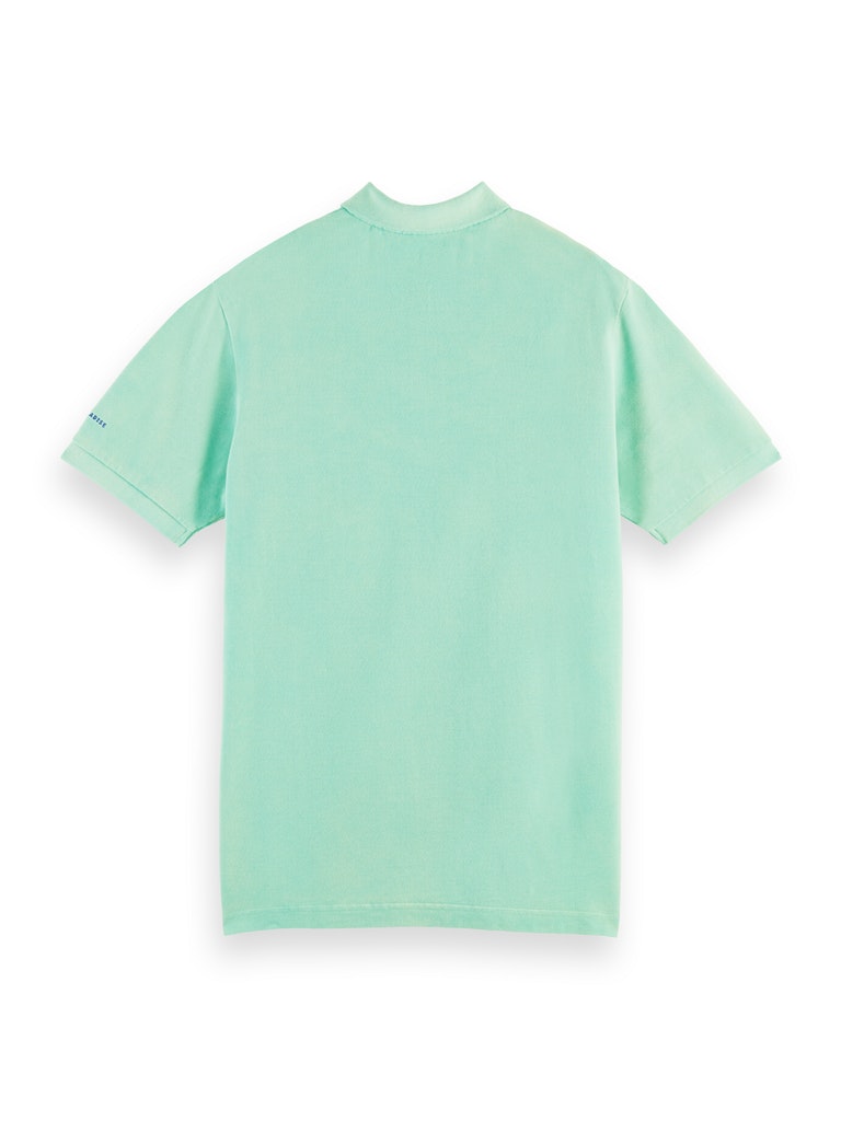 Garment-dyed washed pique polo in O