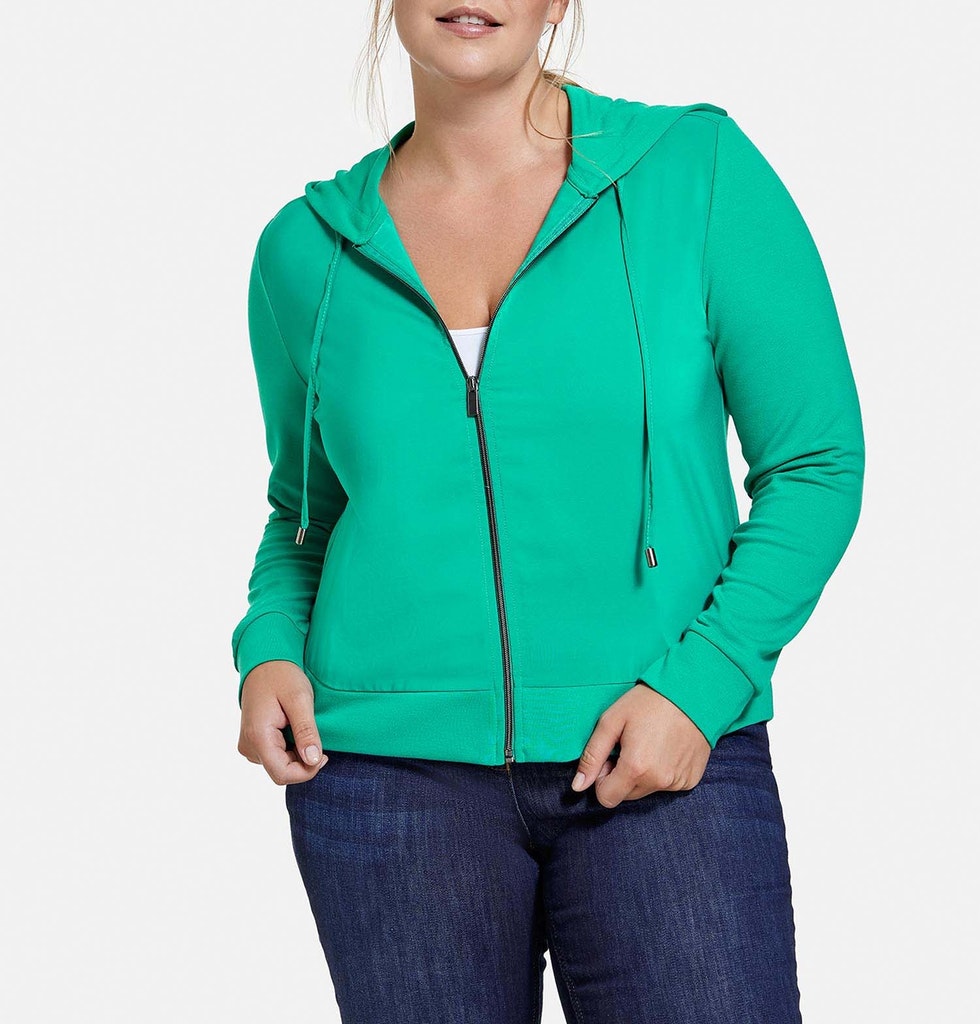 Hoodie Jacke mit Material-Mix