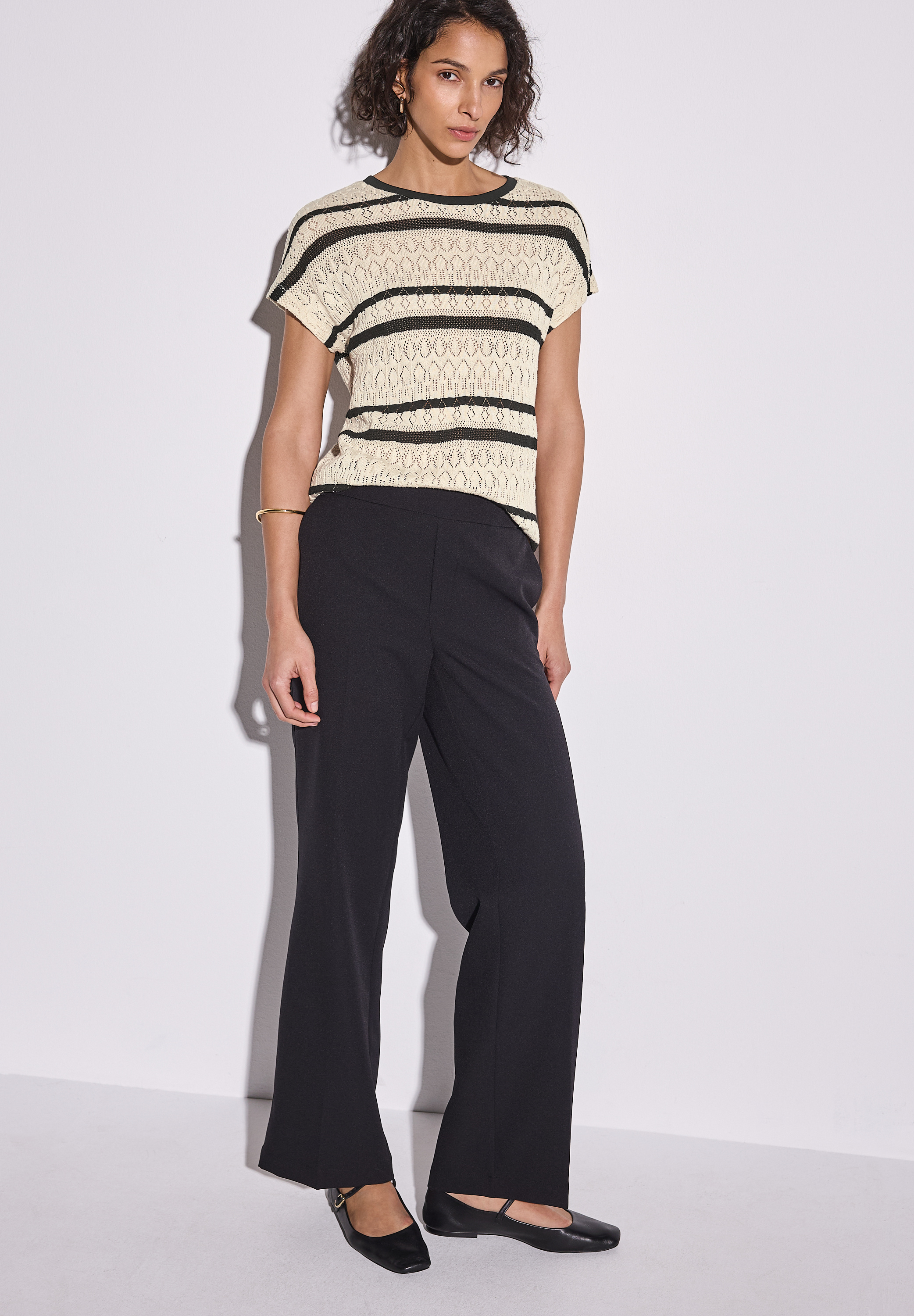 Ajour Shirt mit Streifen