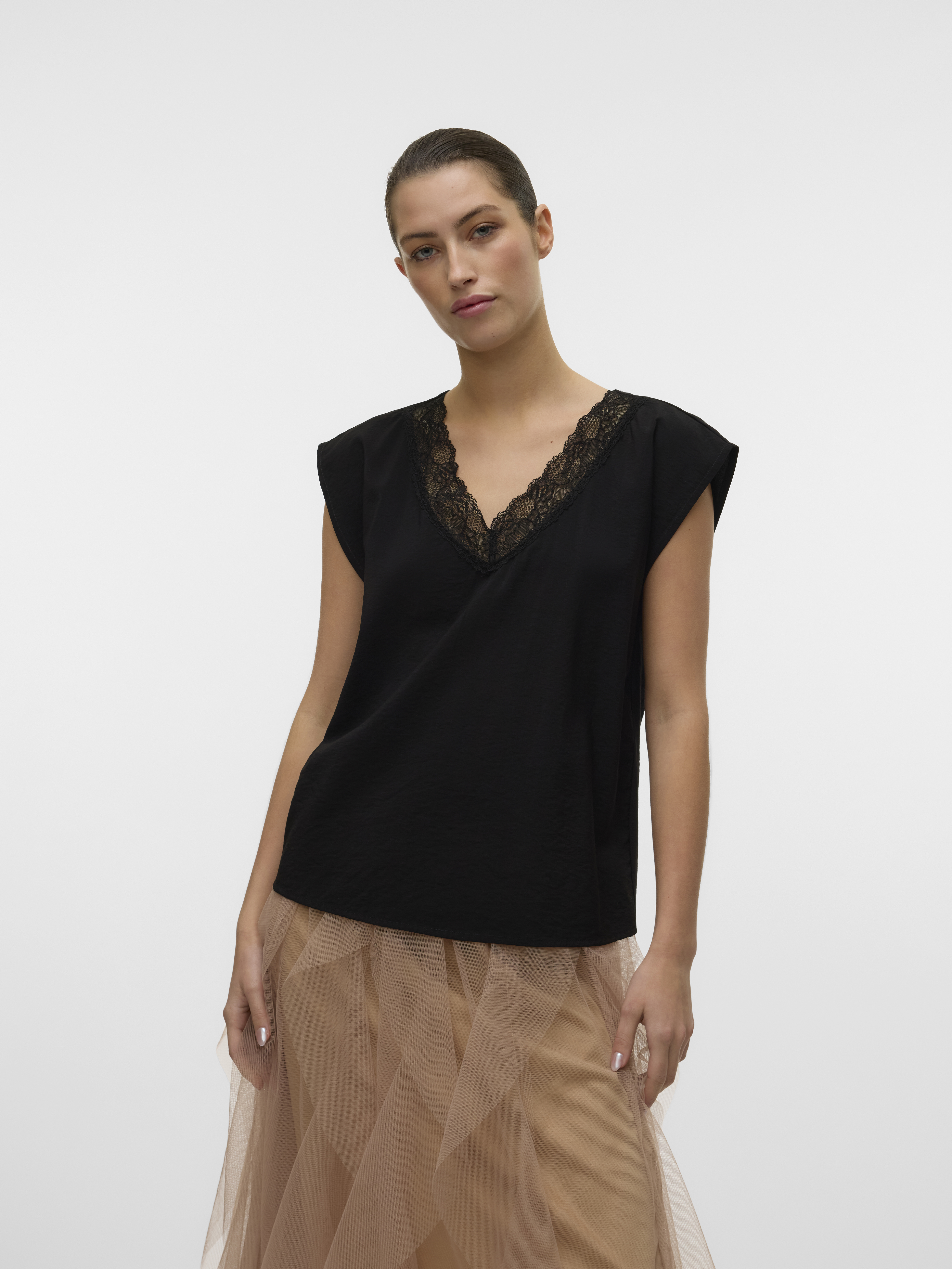 VMSAFA SL V-NECK LACE TOP WVN GA NOOS