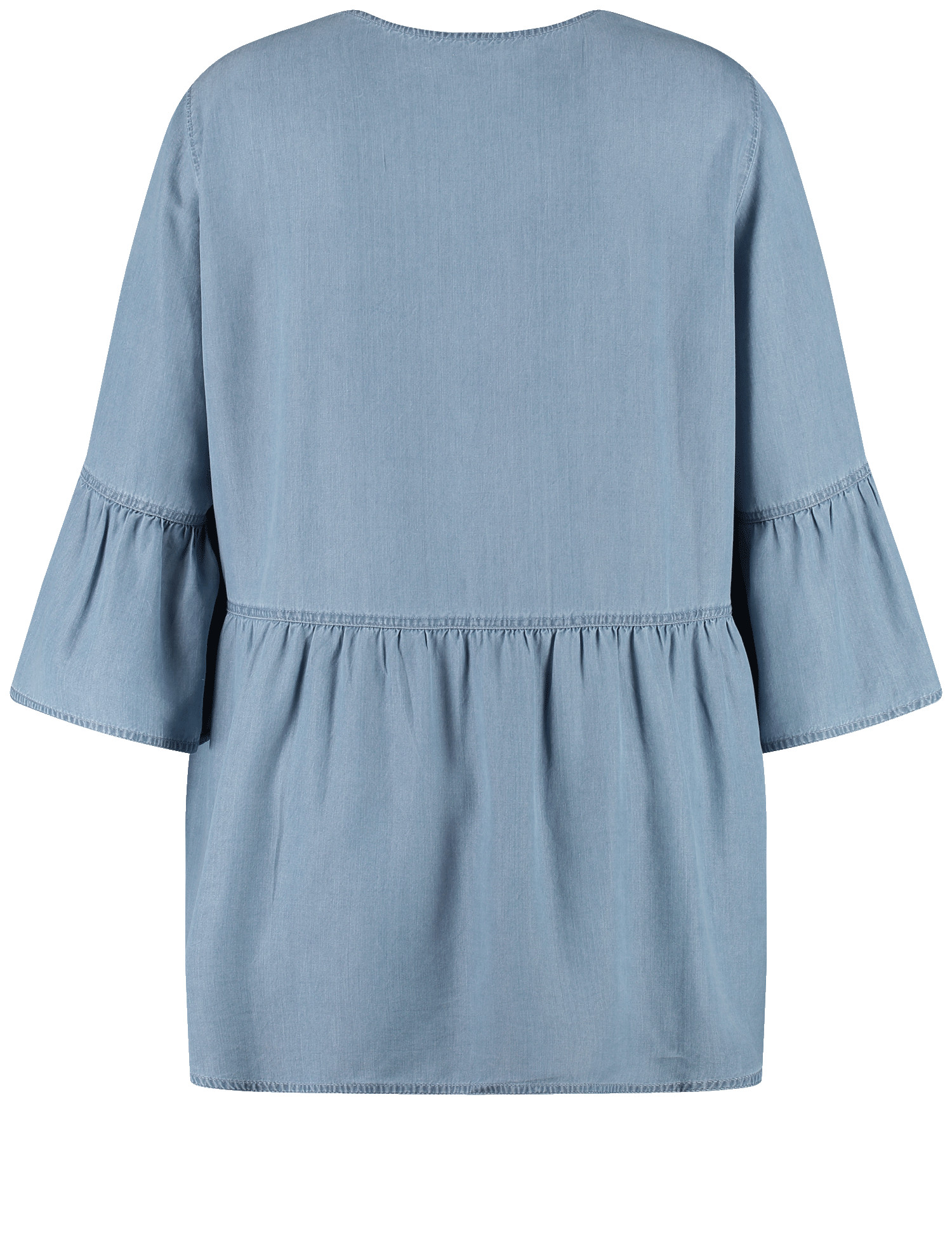 Bluse mit Volants in Jeans-Optik