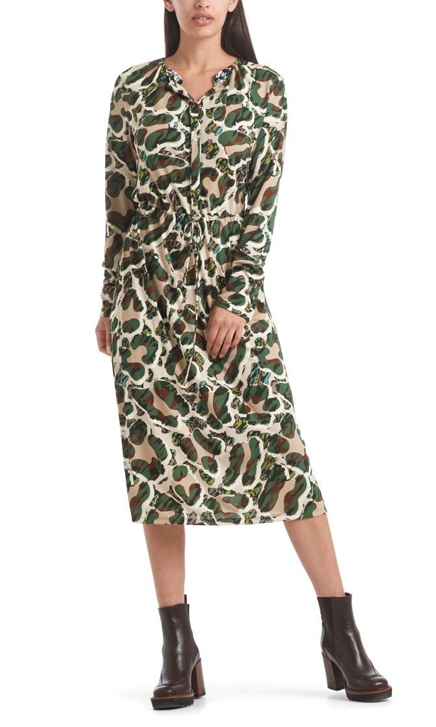 Midi-Kleid mit Camouflage-Print