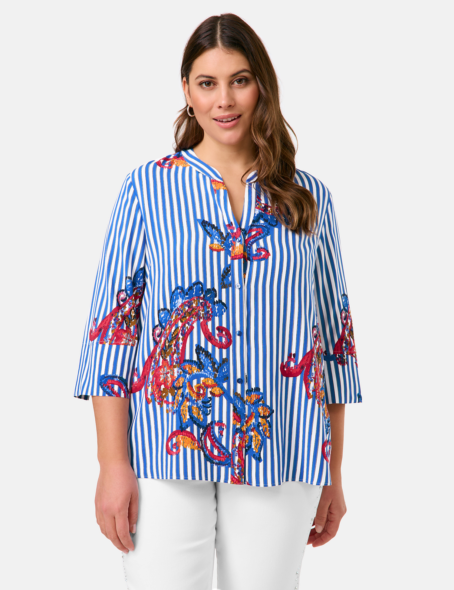 3/4 Arm Bluse mit mit Streifen-Paisley-Muster