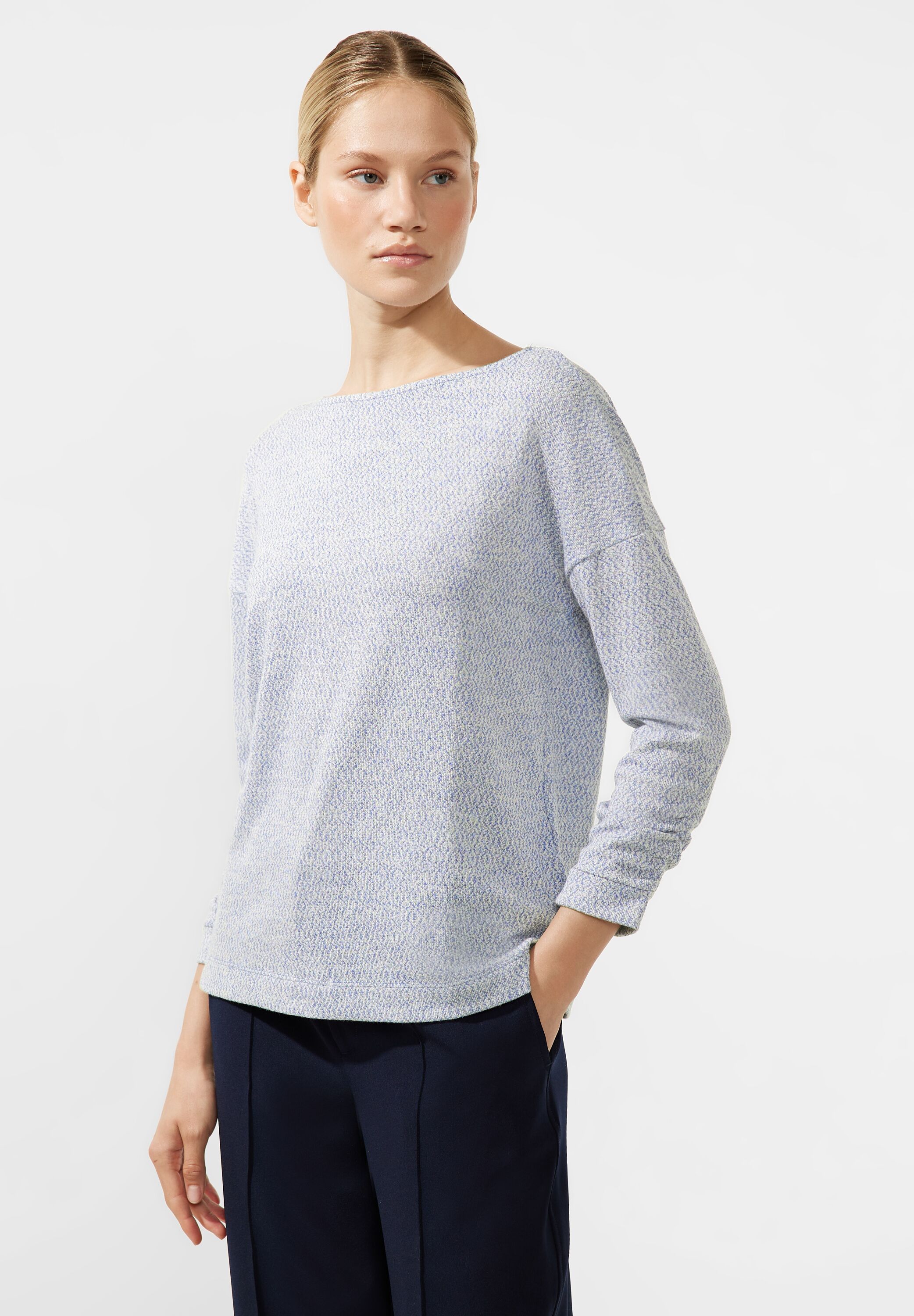 Melangeshirt mit Raffung
