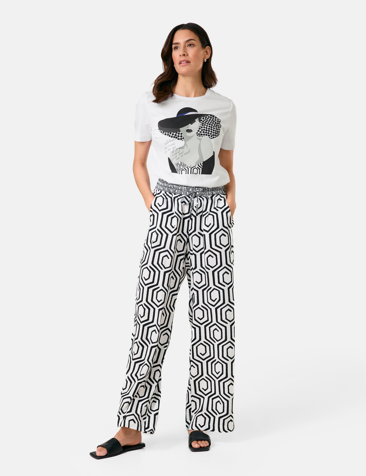 Gemusterte Schlupfhose mit Dehnbund