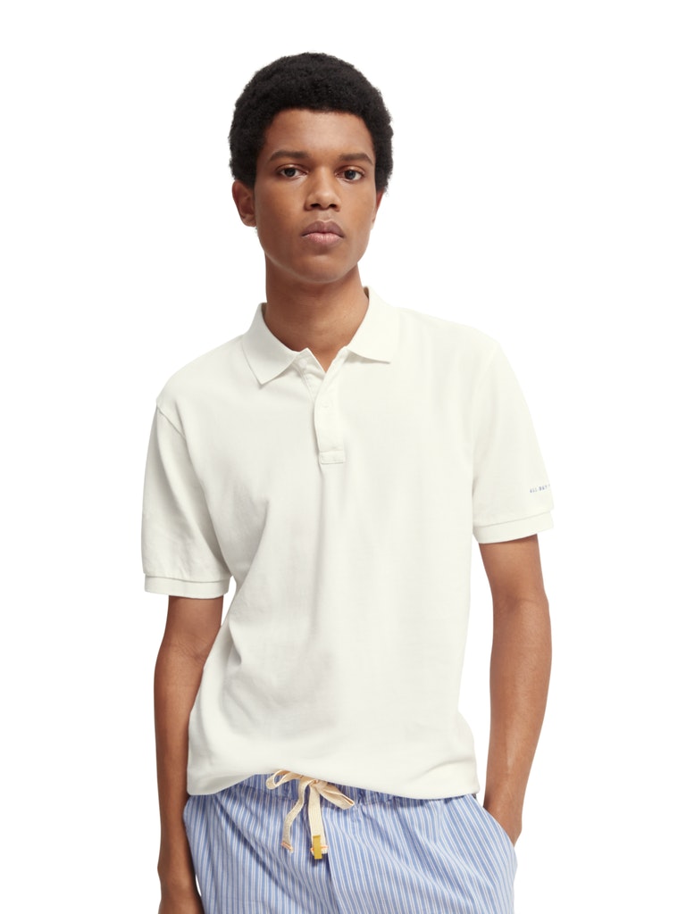 Garment-dyed washed pique polo in O