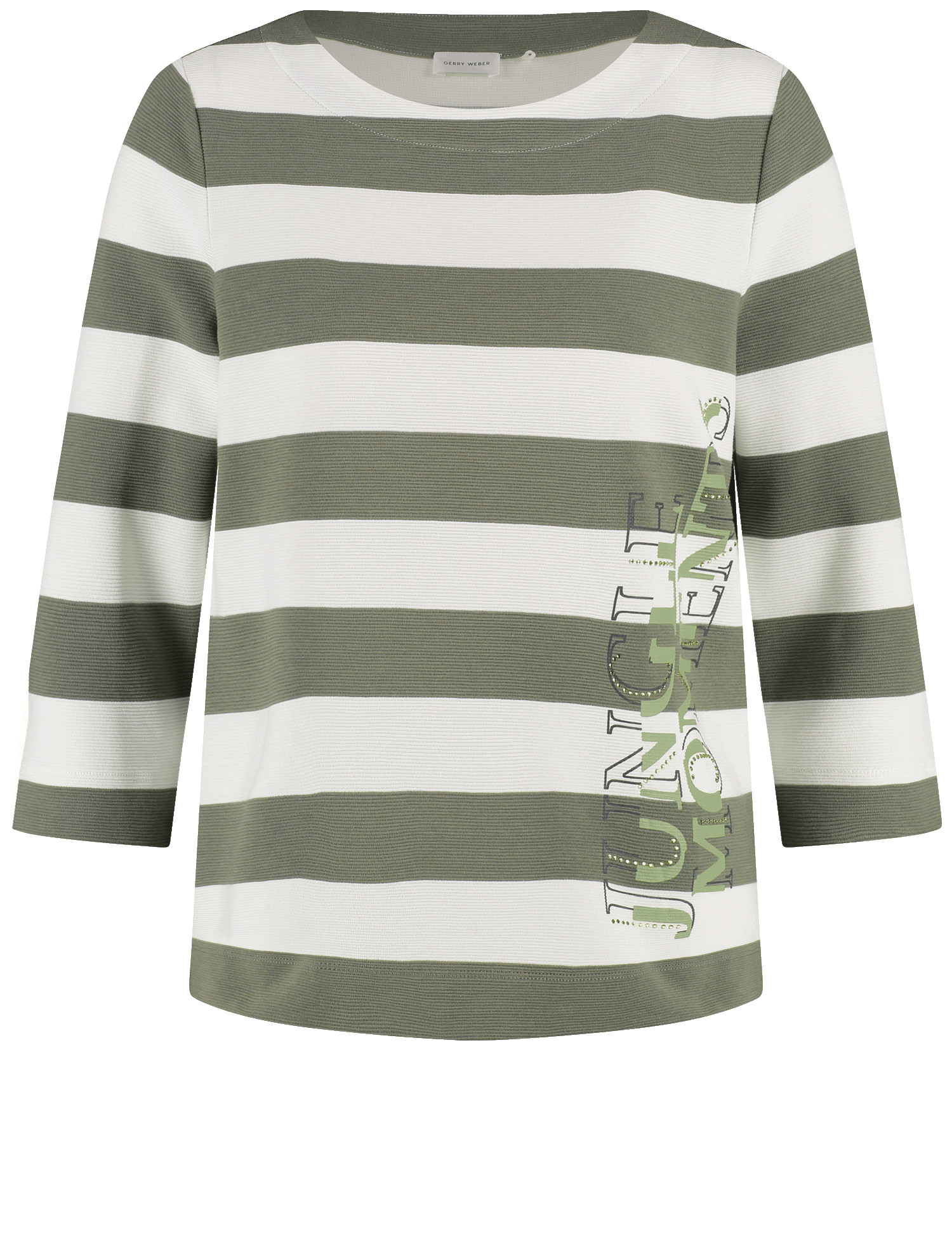 3/4 Arm Shirt mit Ziersteinchen und Struktur