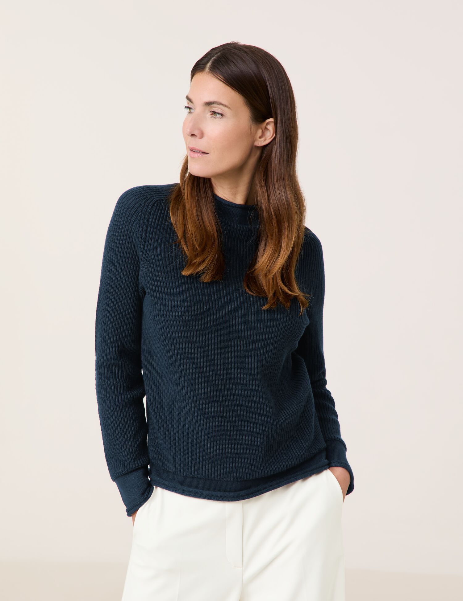 Gerippter Pullover mit Dekozipper in der Seitennaht