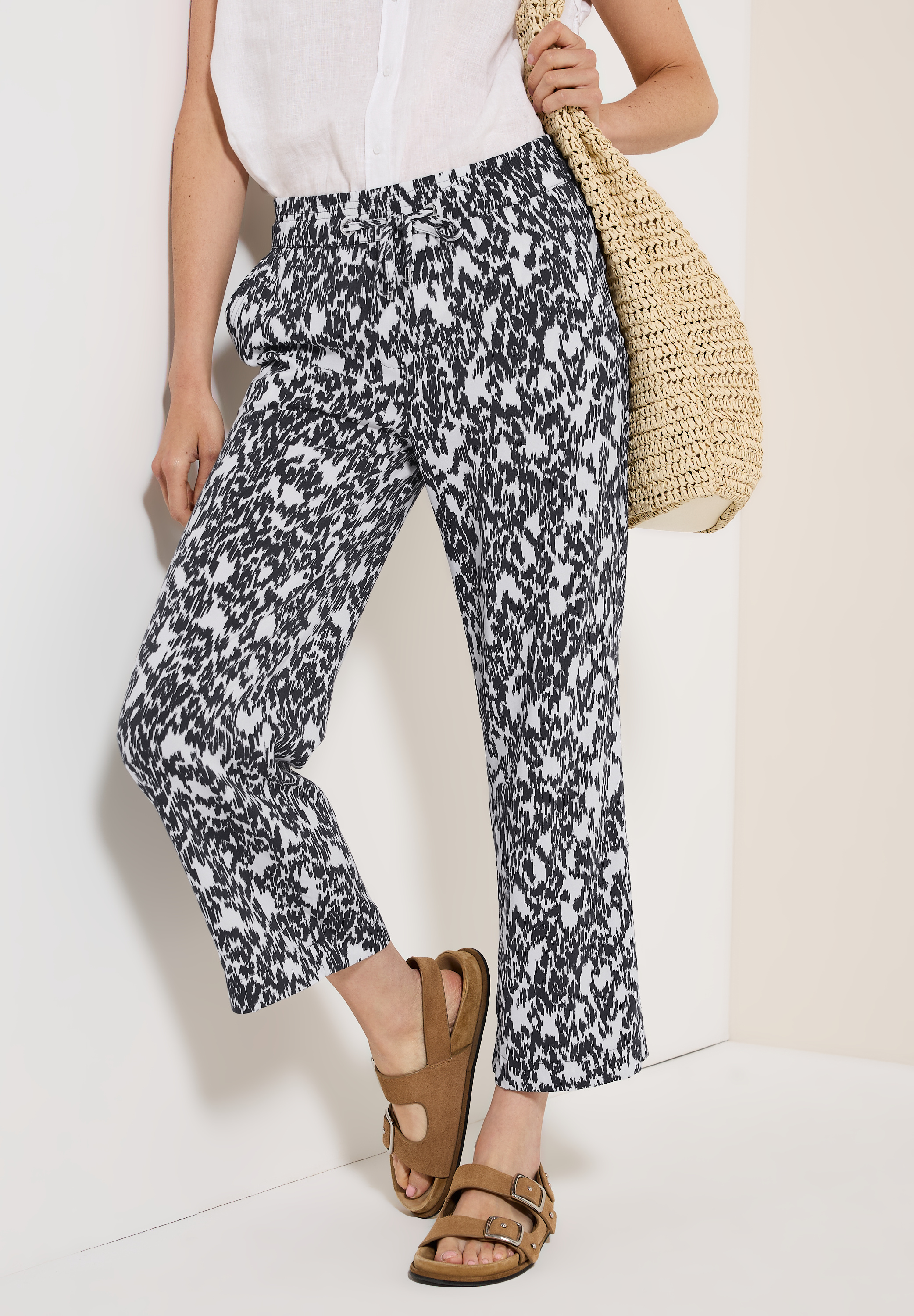 Gemusterte Wide Leg Hose