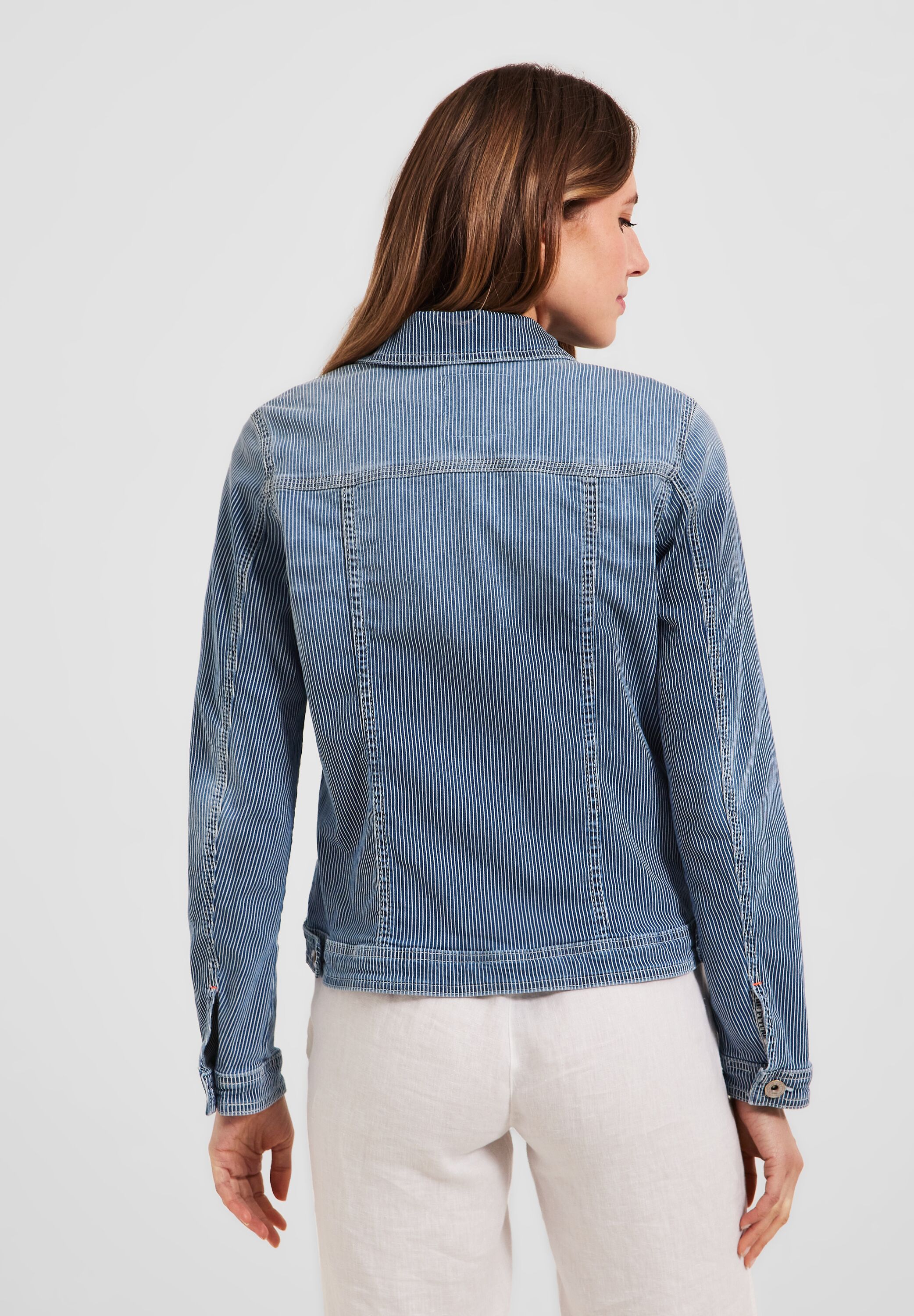 Gestreifte Jeansjacke