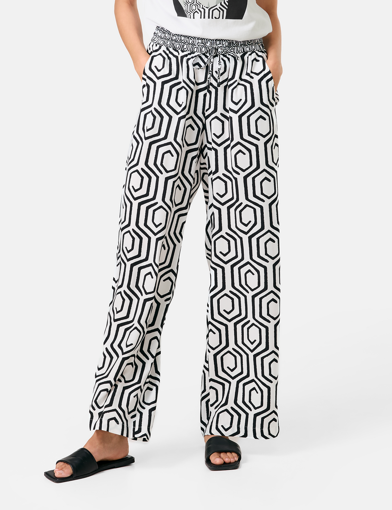 Gemusterte Schlupfhose mit Dehnbund