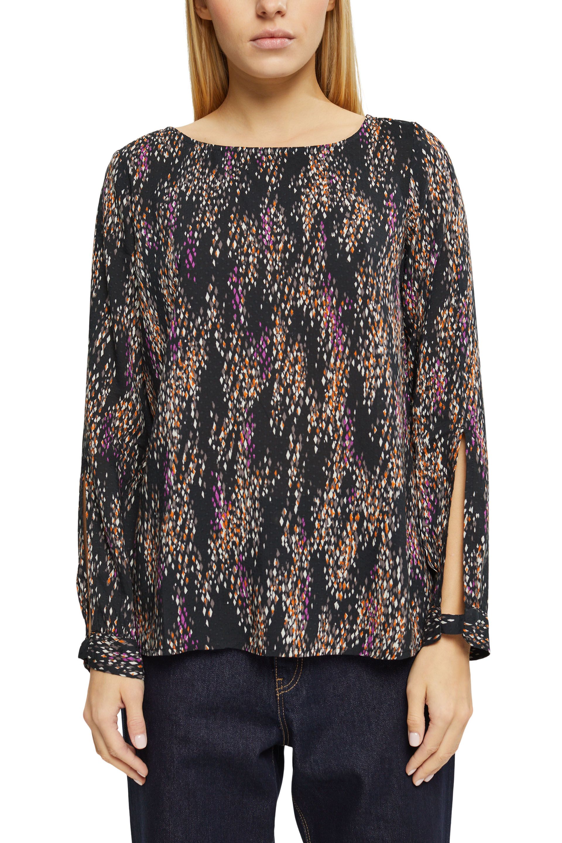 Bluse mit Muster und Cut-out am Ärmel
