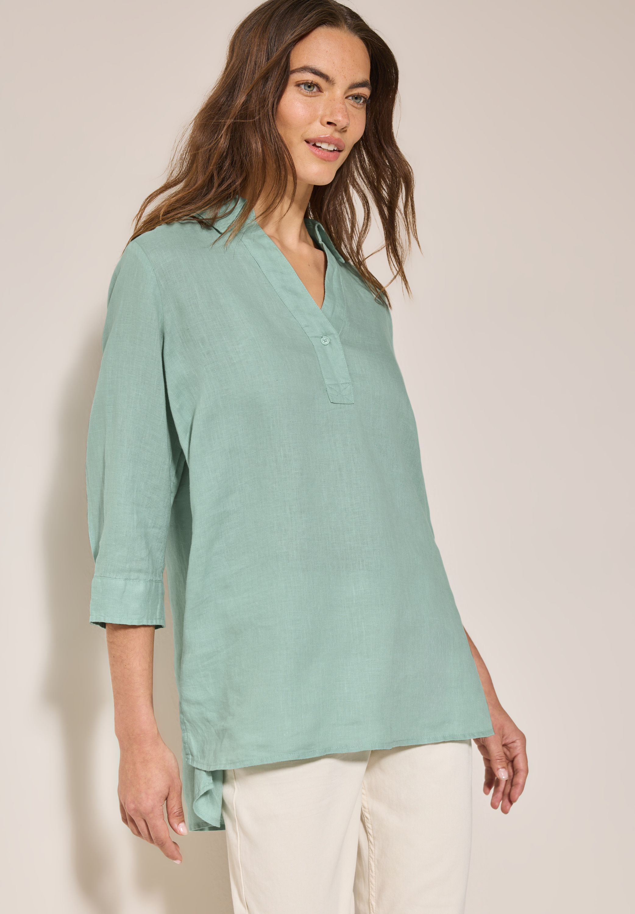 Leinen-Longbluse