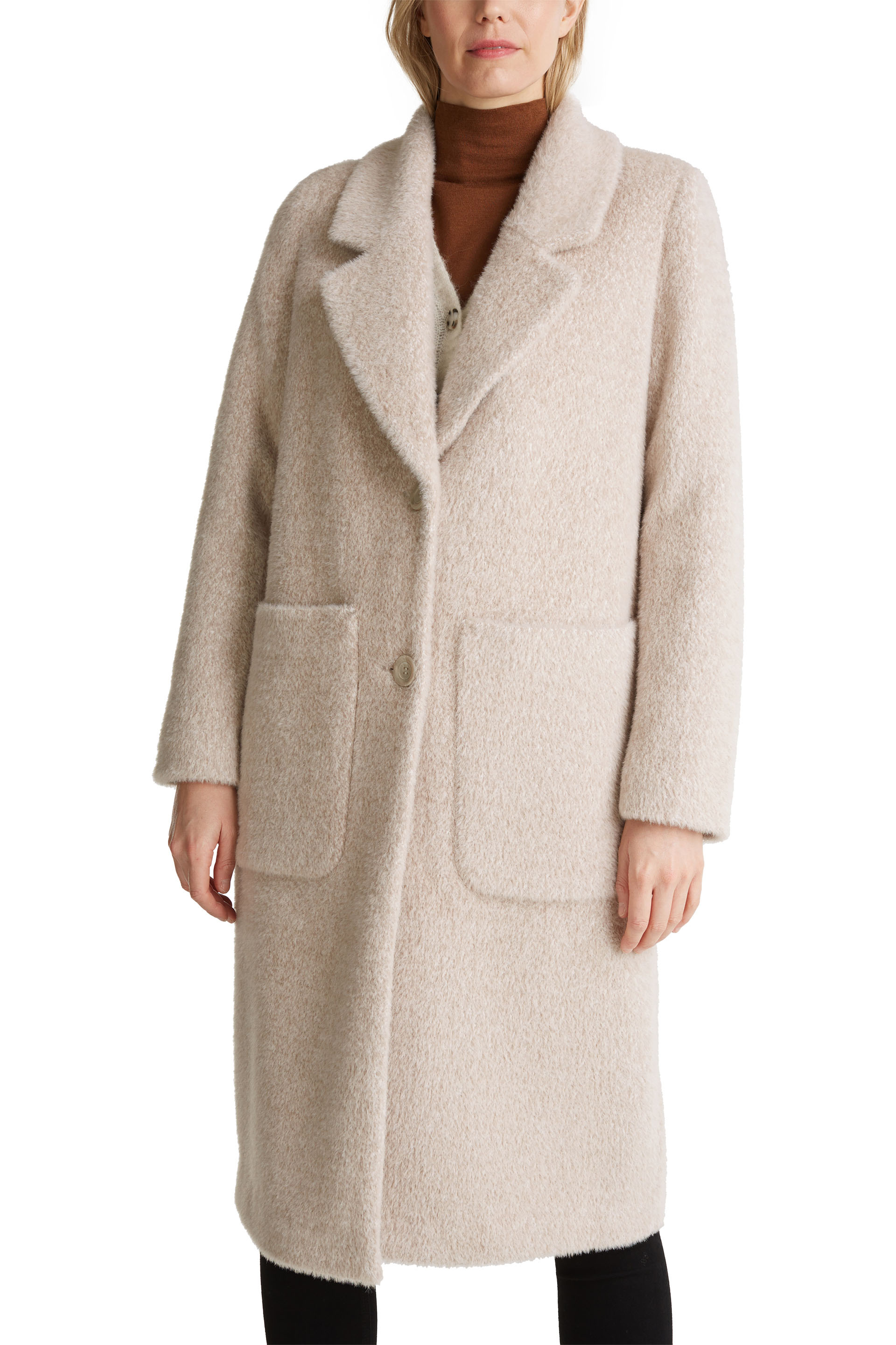 Melierter Fake-Fur-Mantel