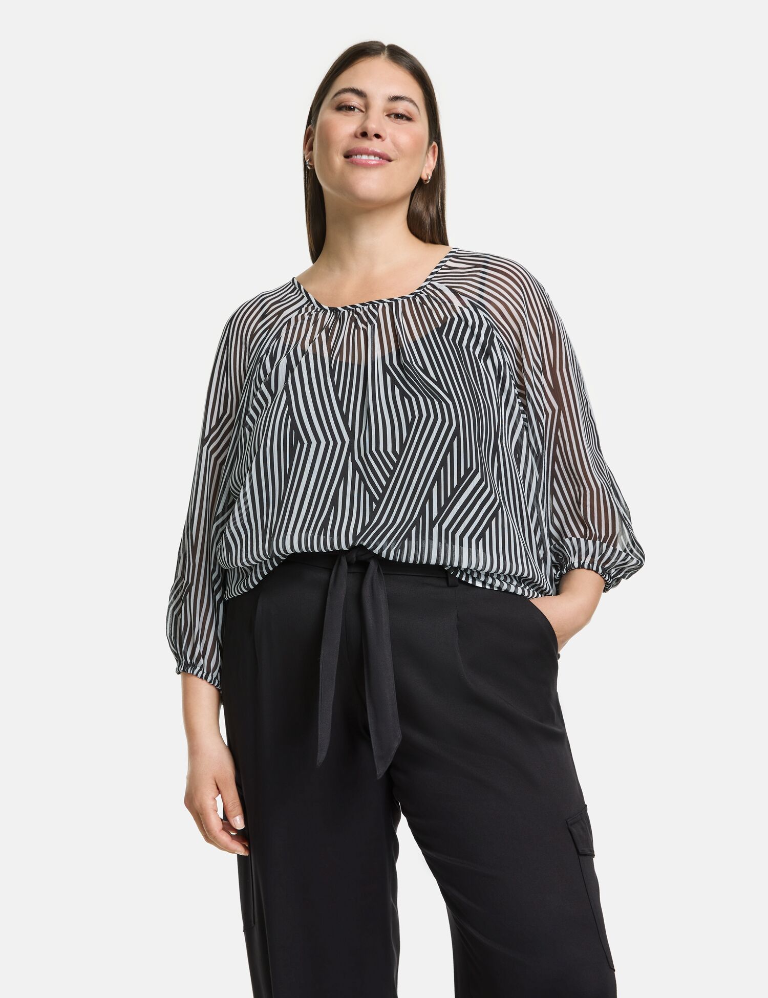 Chiffonbluse mit 3/4 Arm