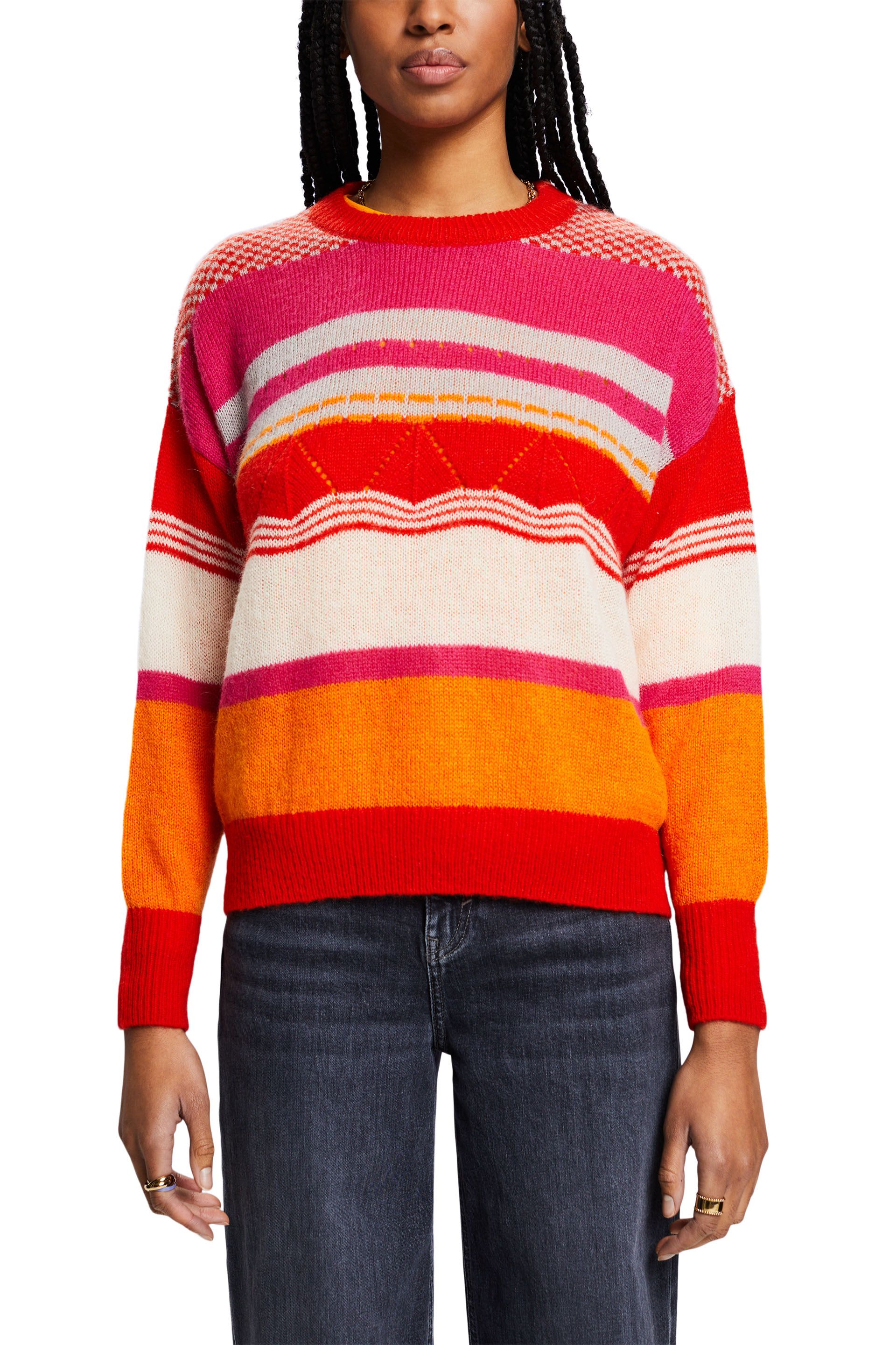 Gestreifter Rundhals-Pullover
