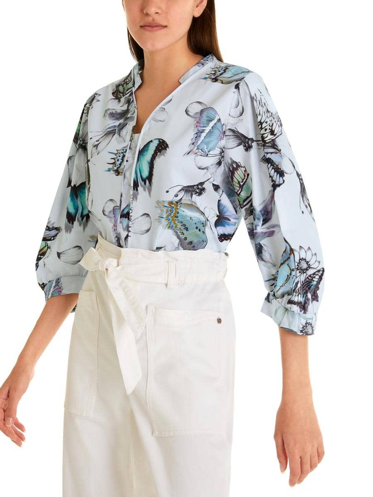 Baumwollbluse mit Butterfly-Print