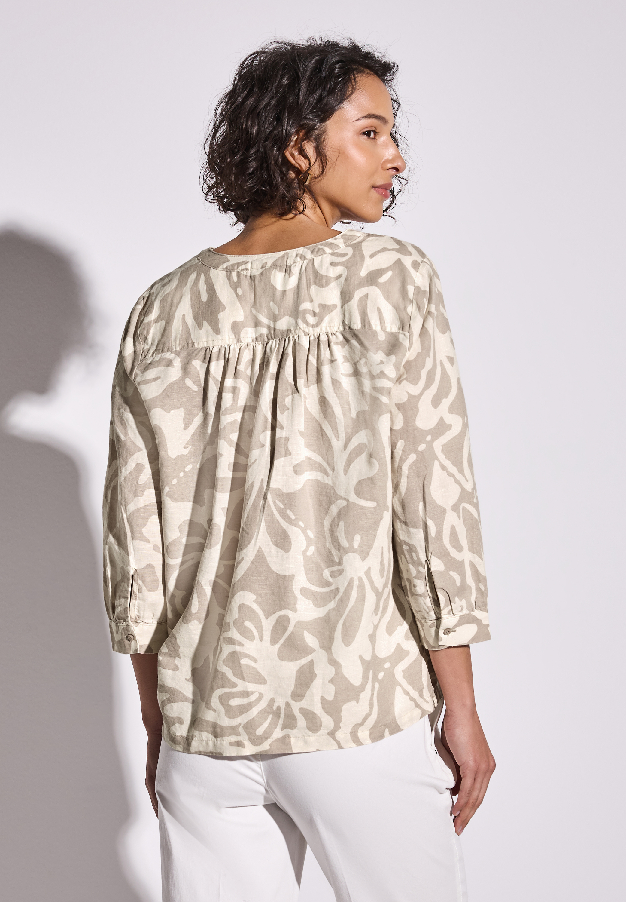 Gemusterte Leinenmix-Bluse