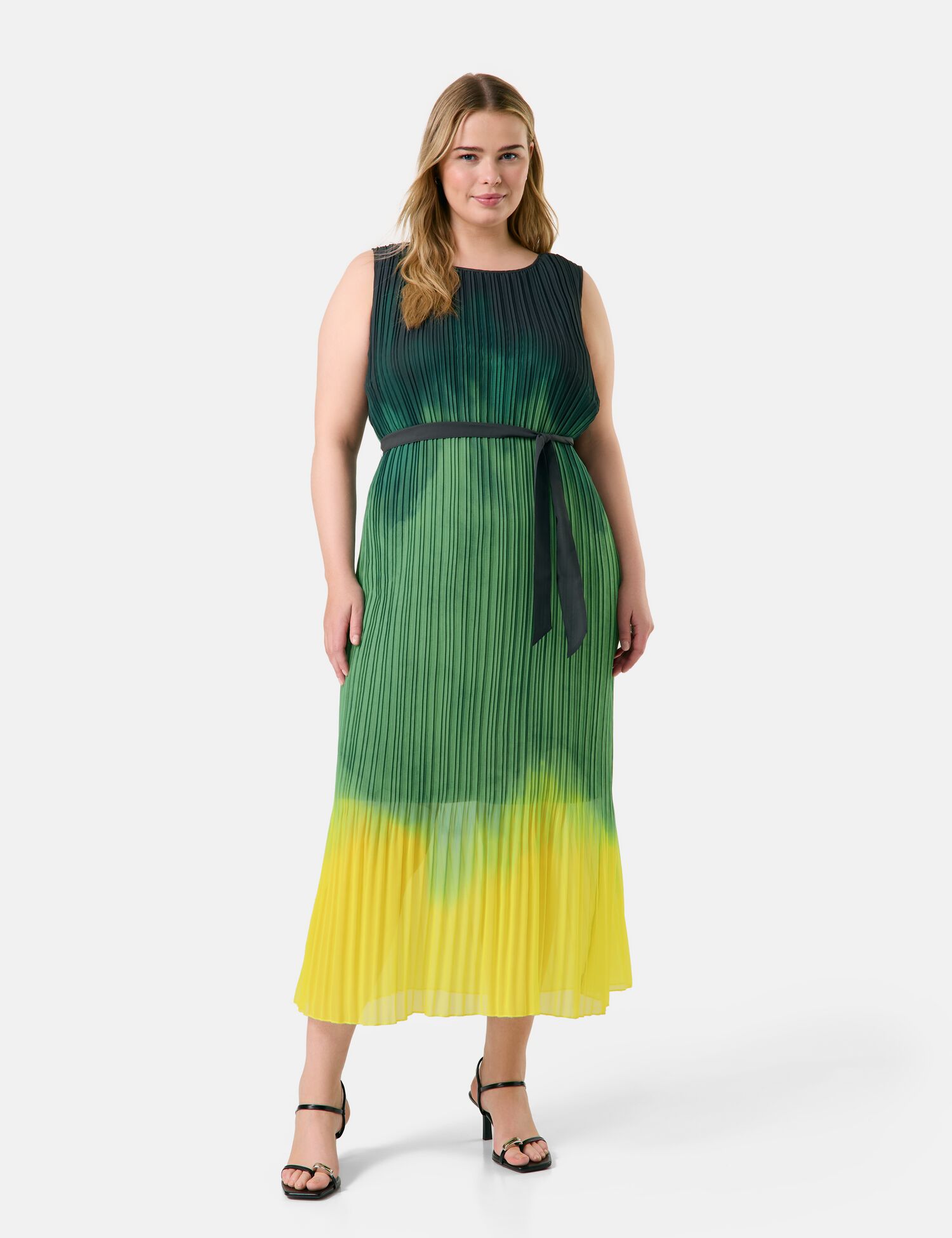 Ärmelloses Plisseekleid mit Farbverlauf